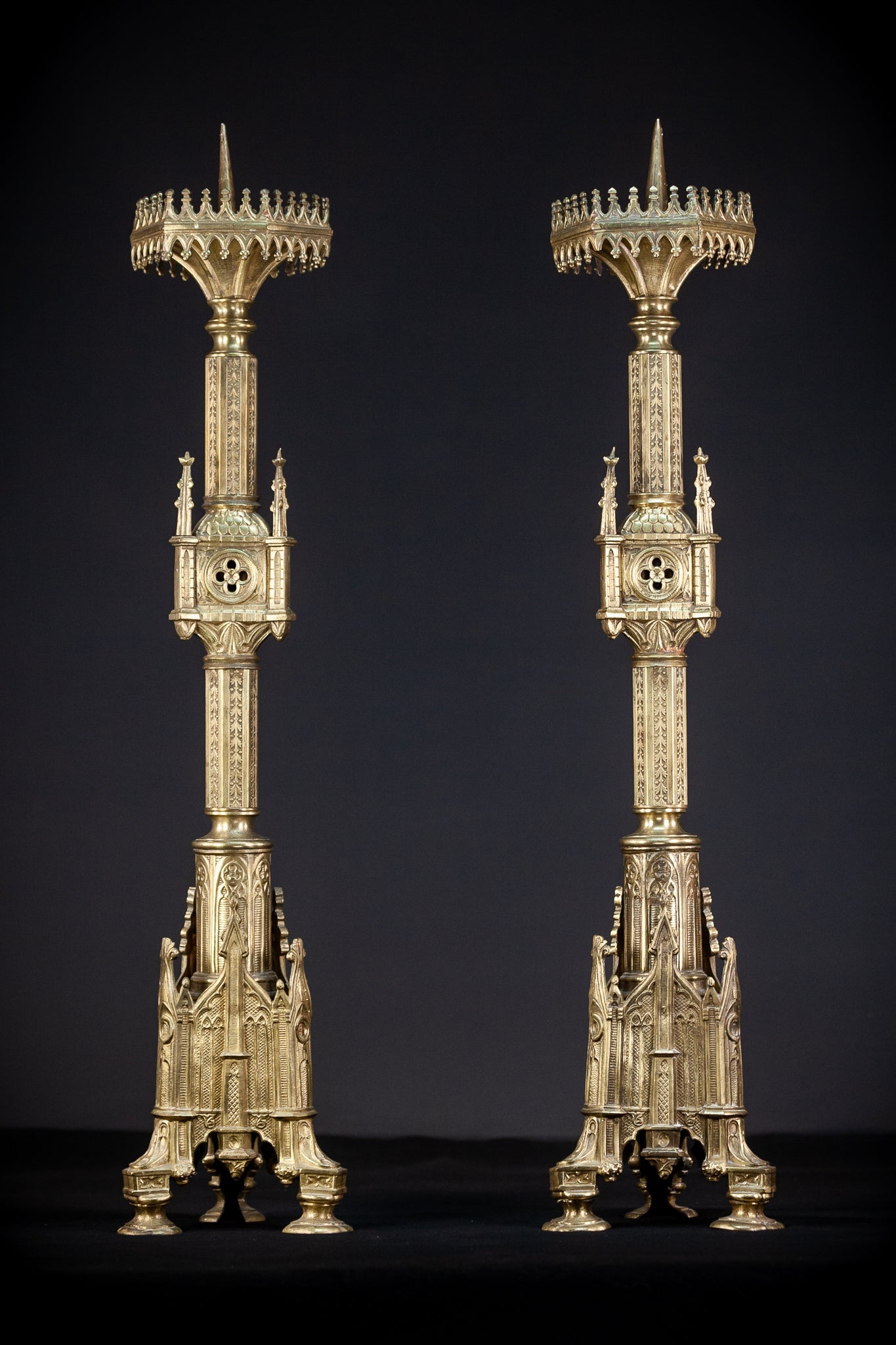 Candlesticks Pair | Cathedral Base | 28.7"