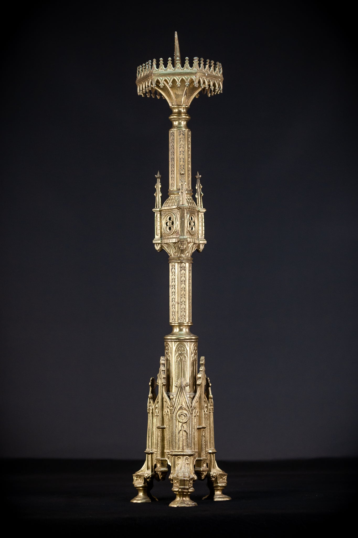 Pair of Gilded Bronze Candlesticks | 1800s Antique | 28.7" / 73 cm