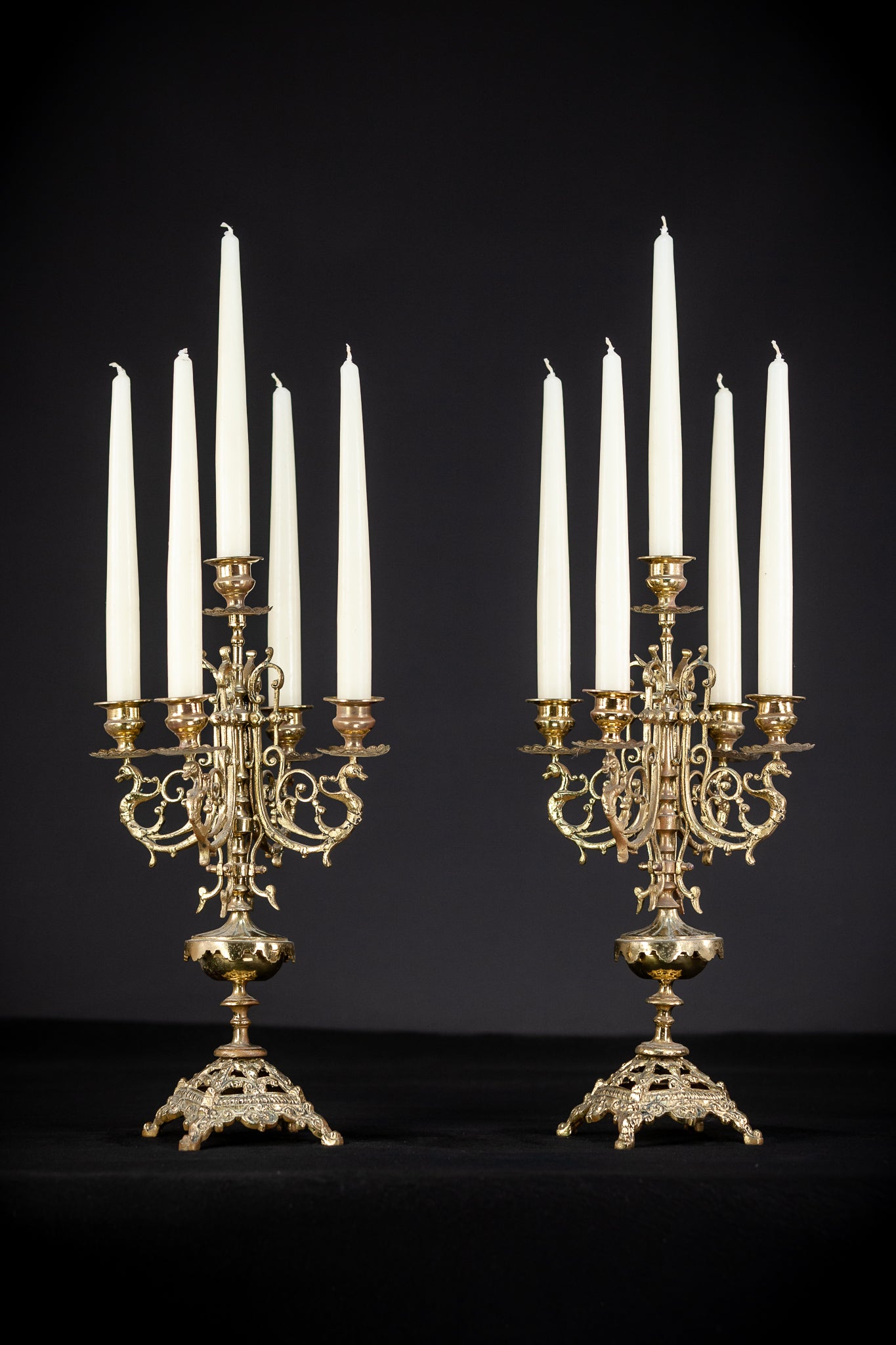 Bronze Brass Candelabras | Vintage 15.6" / 39.5 cm