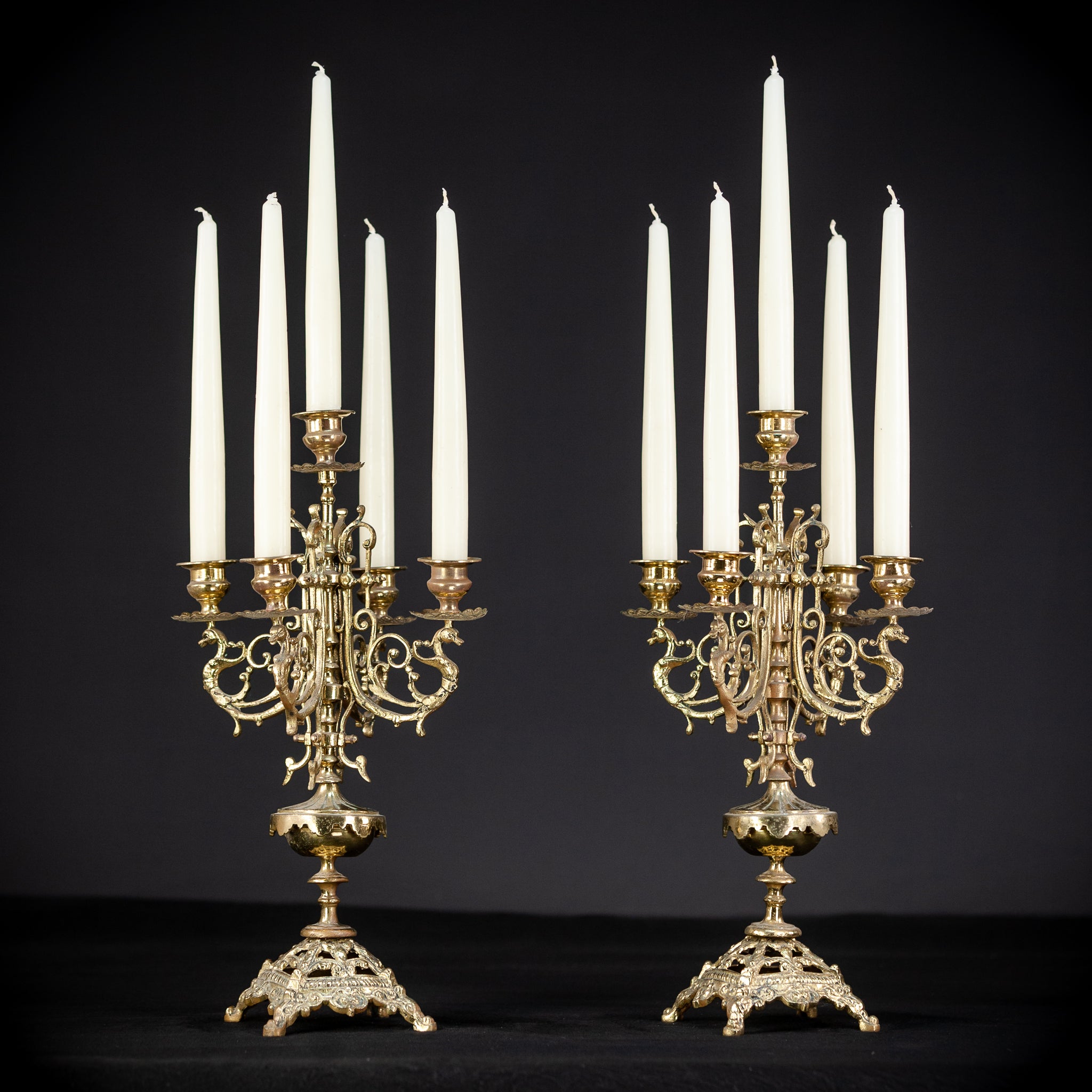Bronze Brass Candelabras | Vintage 15.6" / 39.5 cm