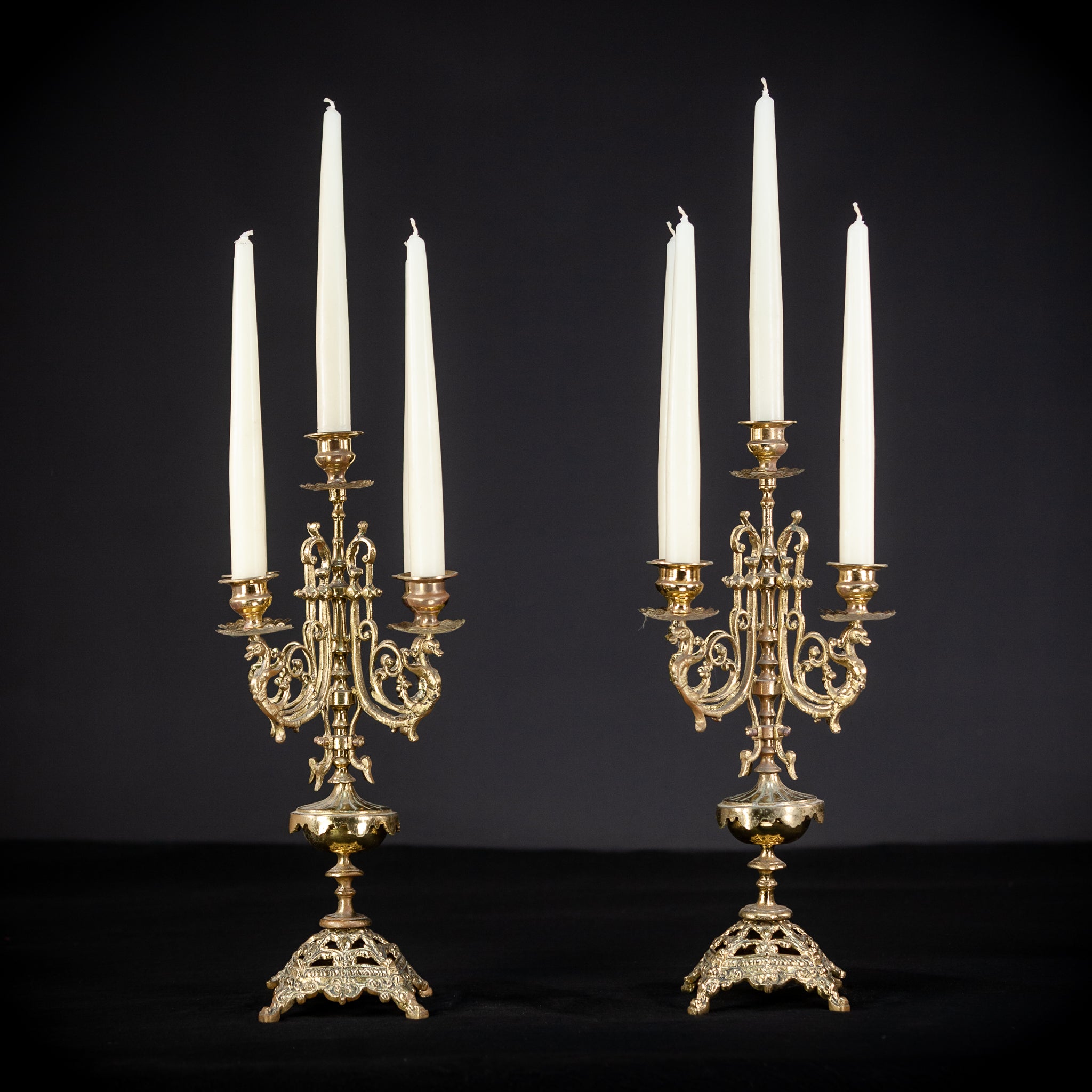 Bronze Brass Candelabras | Vintage 15.6" / 39.5 cm