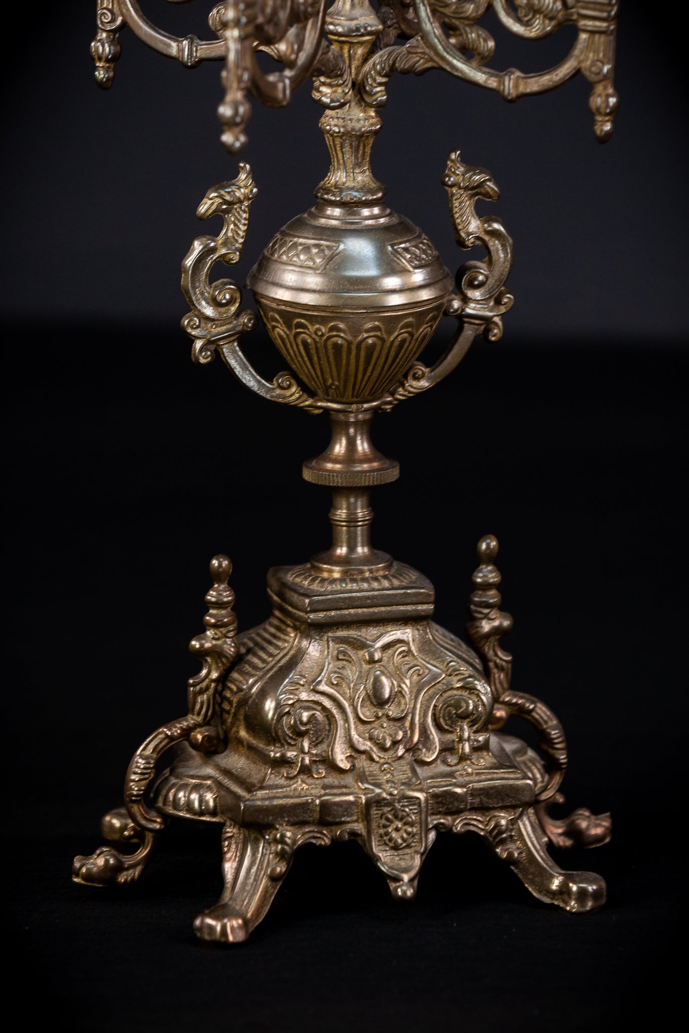 Pair of Baroque Bronze Candelabras | Vintage 16.9" / 43 cm