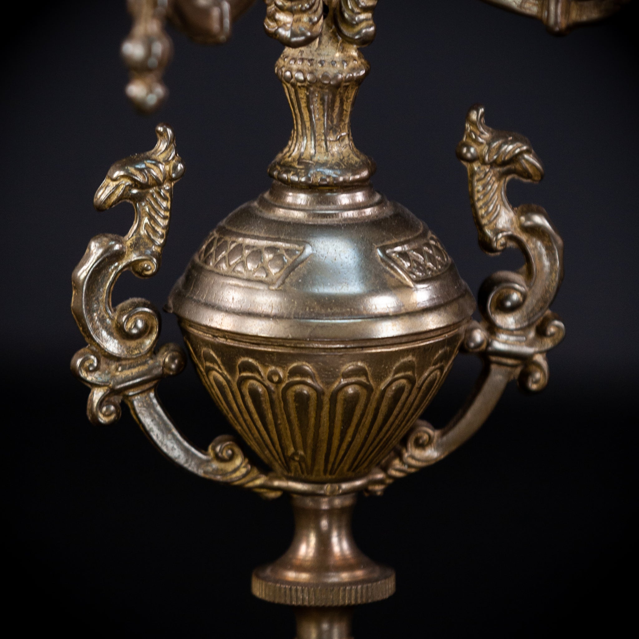Pair of Baroque Bronze Candelabras | Vintage 16.9" / 43 cm