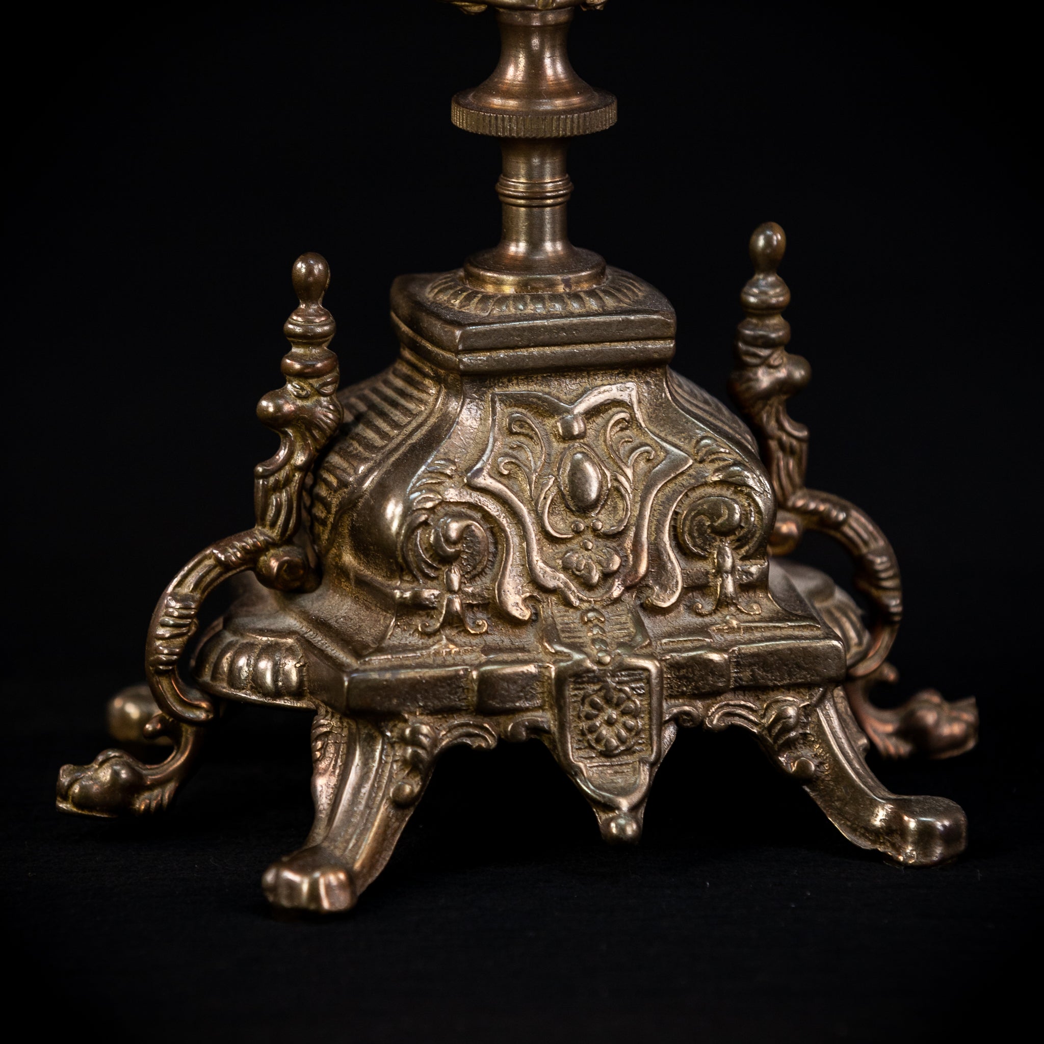Pair of Baroque Bronze Candelabras | Vintage 16.9" / 43 cm