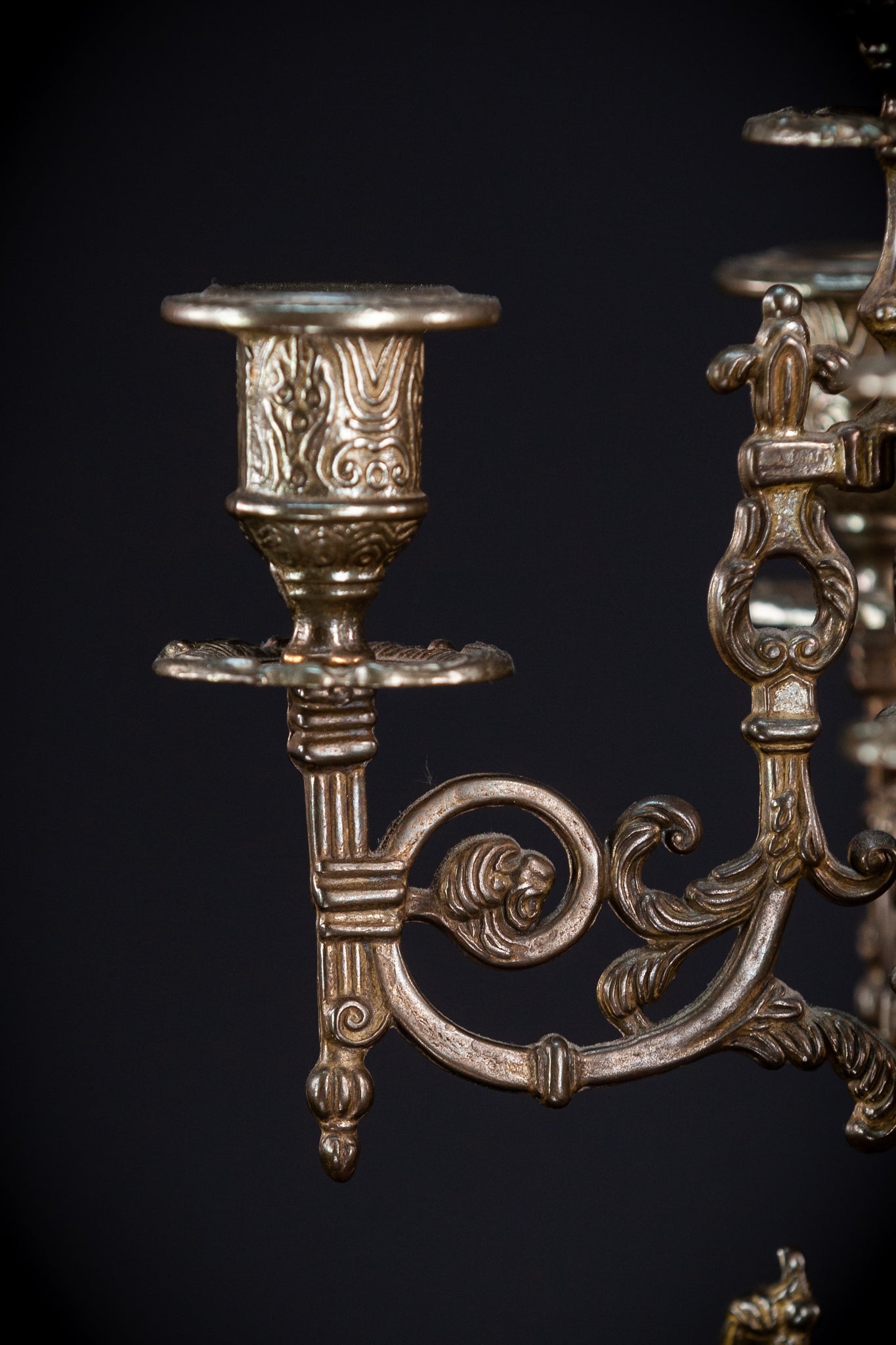 Pair of Baroque Bronze Candelabras | Vintage 16.9" / 43 cm