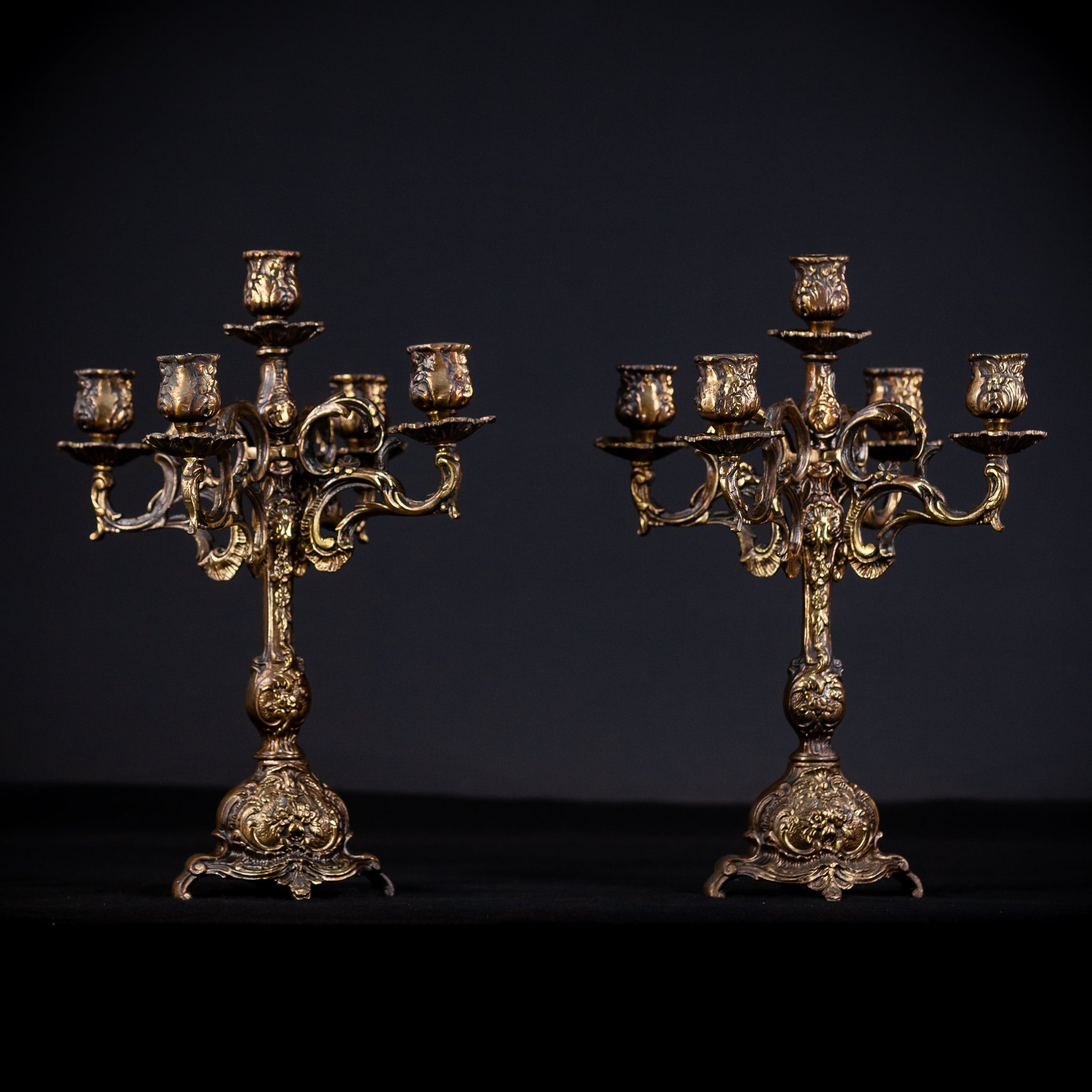 Bronze Candelabras | Vintage 13.8" / 35 cm