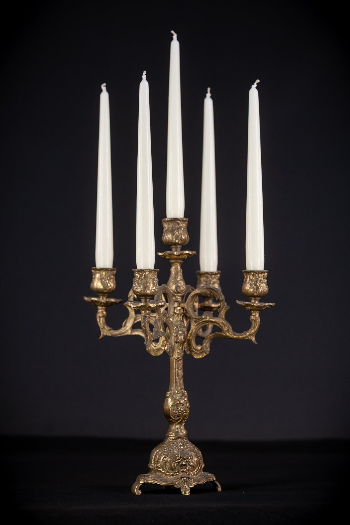 Bronze 5 Arms Candelabra | mid 1900s Vintage | 14" / 35.5 cm