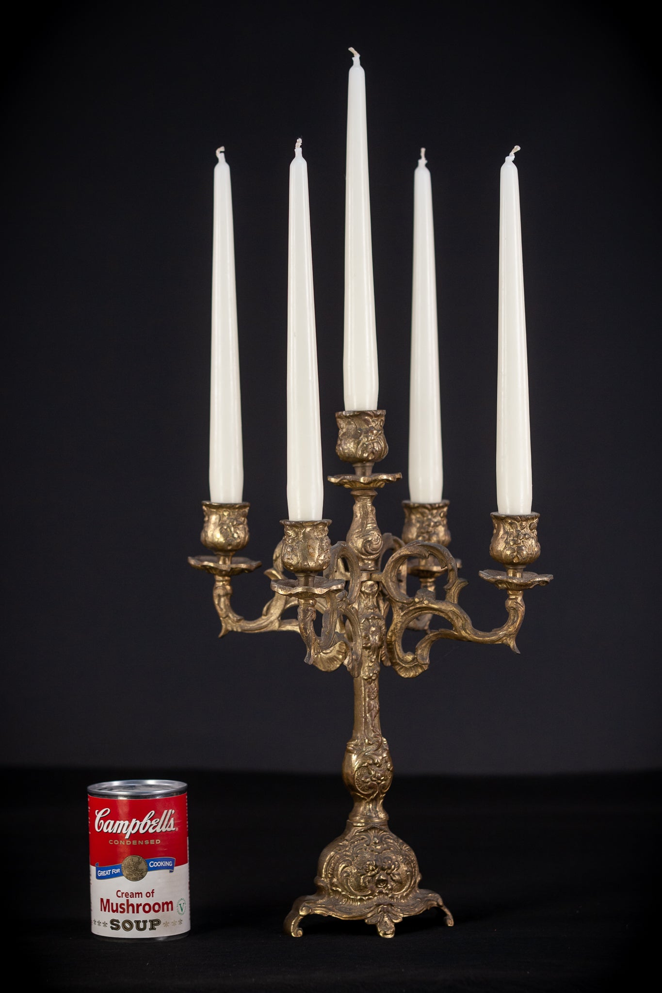 Bronze 5 Arms Candelabra | mid 1900s Vintage | 14" / 35.5 cm