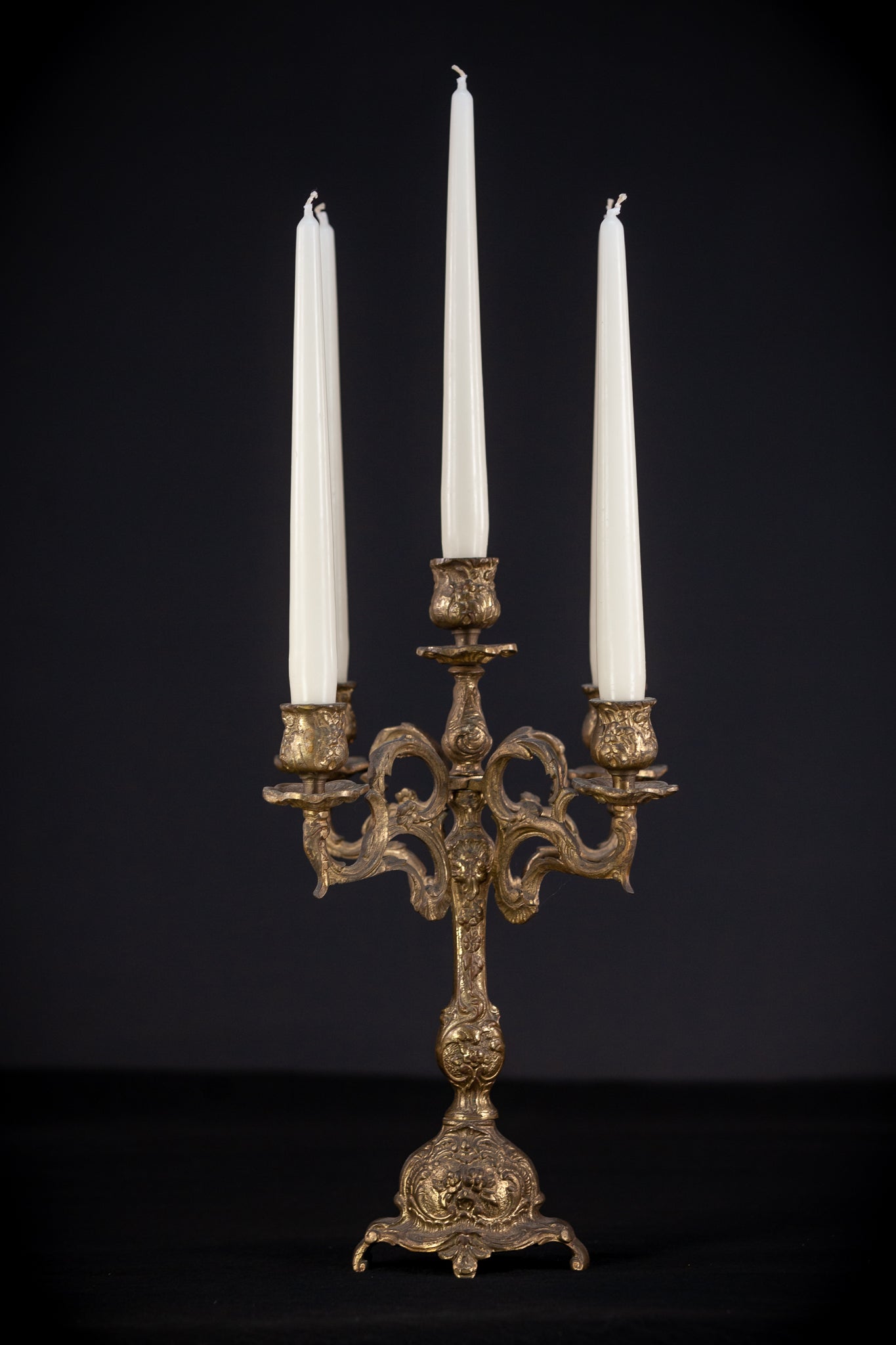 Bronze 5 Arms Candelabra | mid 1900s Vintage | 14" / 35.5 cm