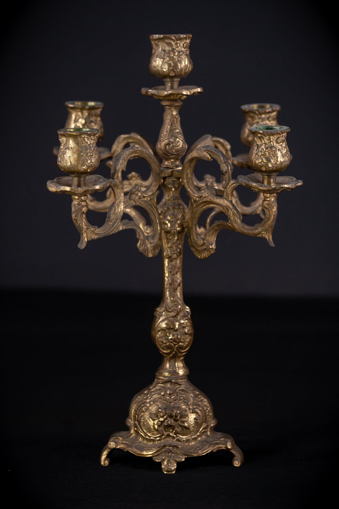 Bronze 5 Arms Candelabra | mid 1900s Vintage | 14" / 35.5 cm