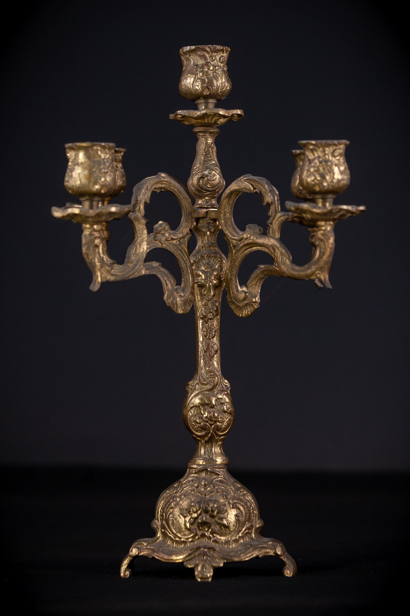 Bronze 5 Arms Candelabra | mid 1900s Vintage | 14" / 35.5 cm