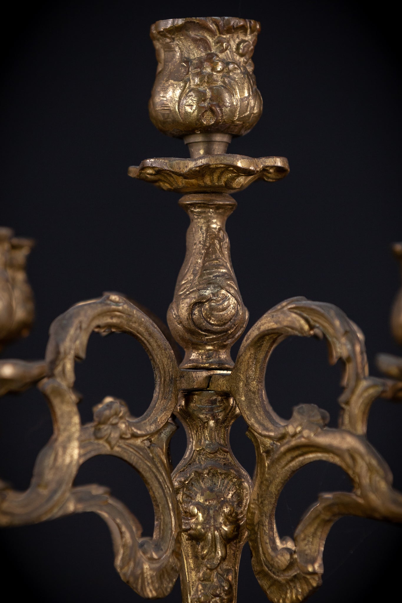Bronze 5 Arms Candelabra | mid 1900s Vintage | 14" / 35.5 cm