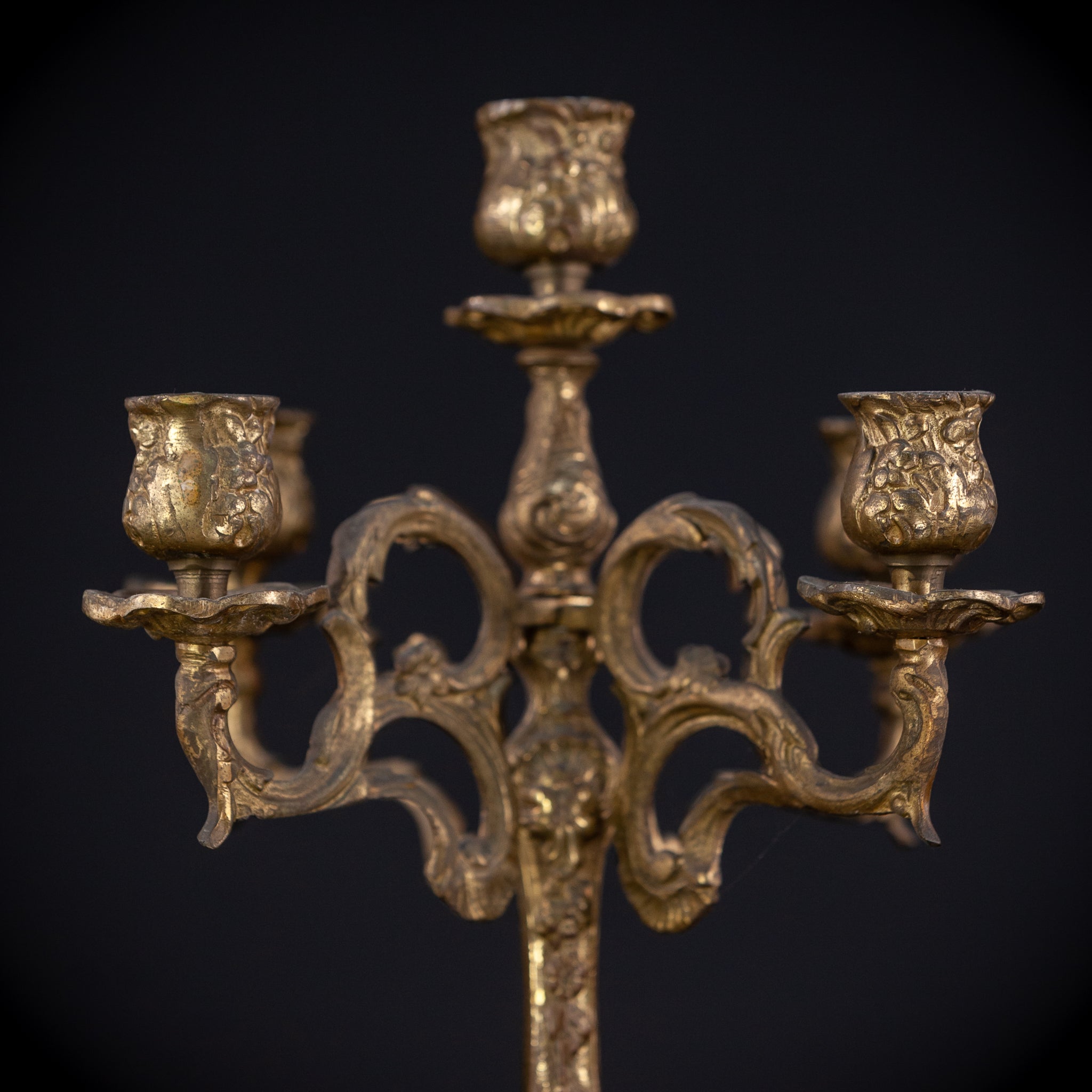 Bronze 5 Arms Candelabra | mid 1900s Vintage | 14" / 35.5 cm