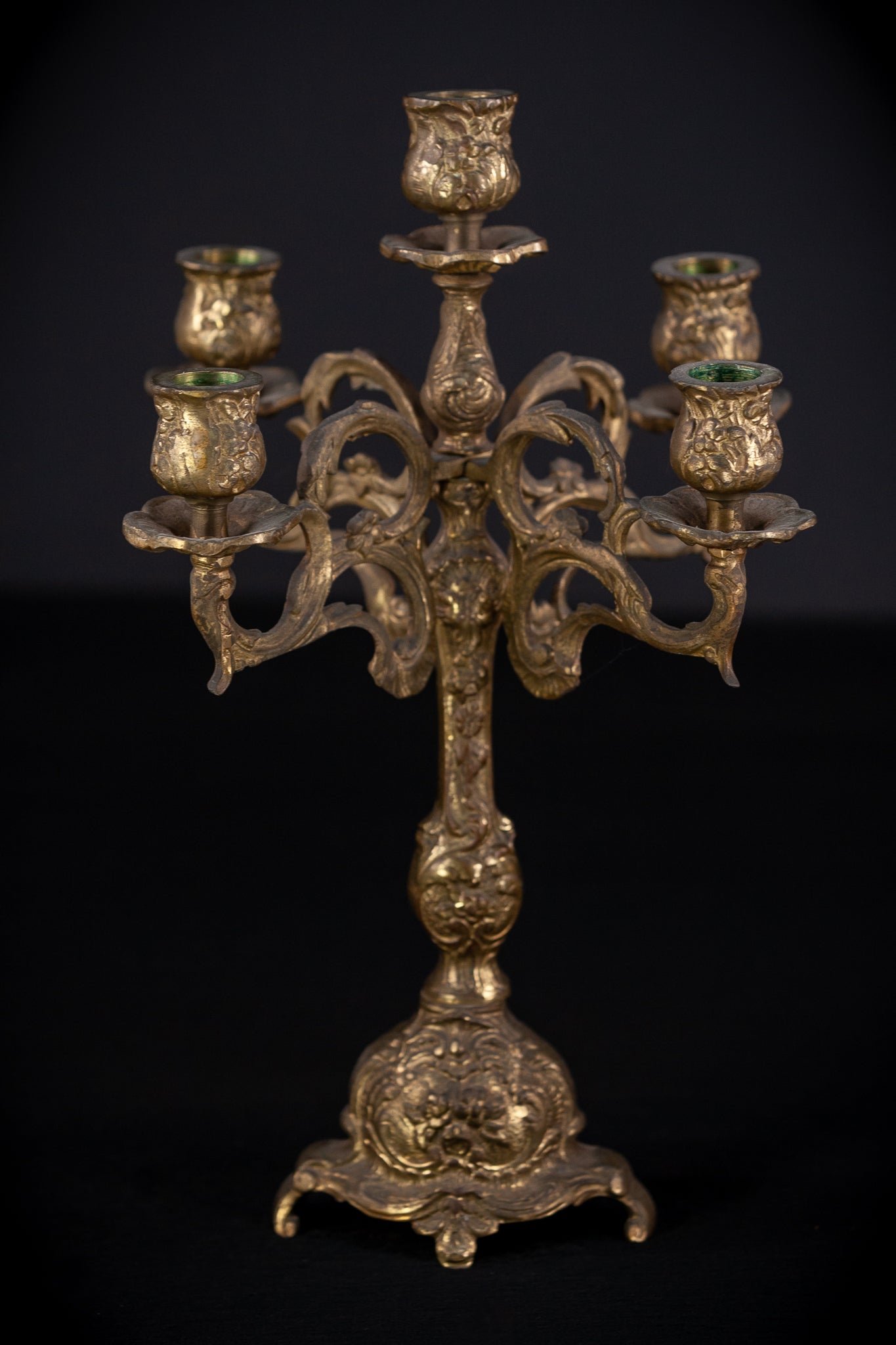Bronze 5 Arms Candelabra | mid 1900s Vintage | 14" / 35.5 cm