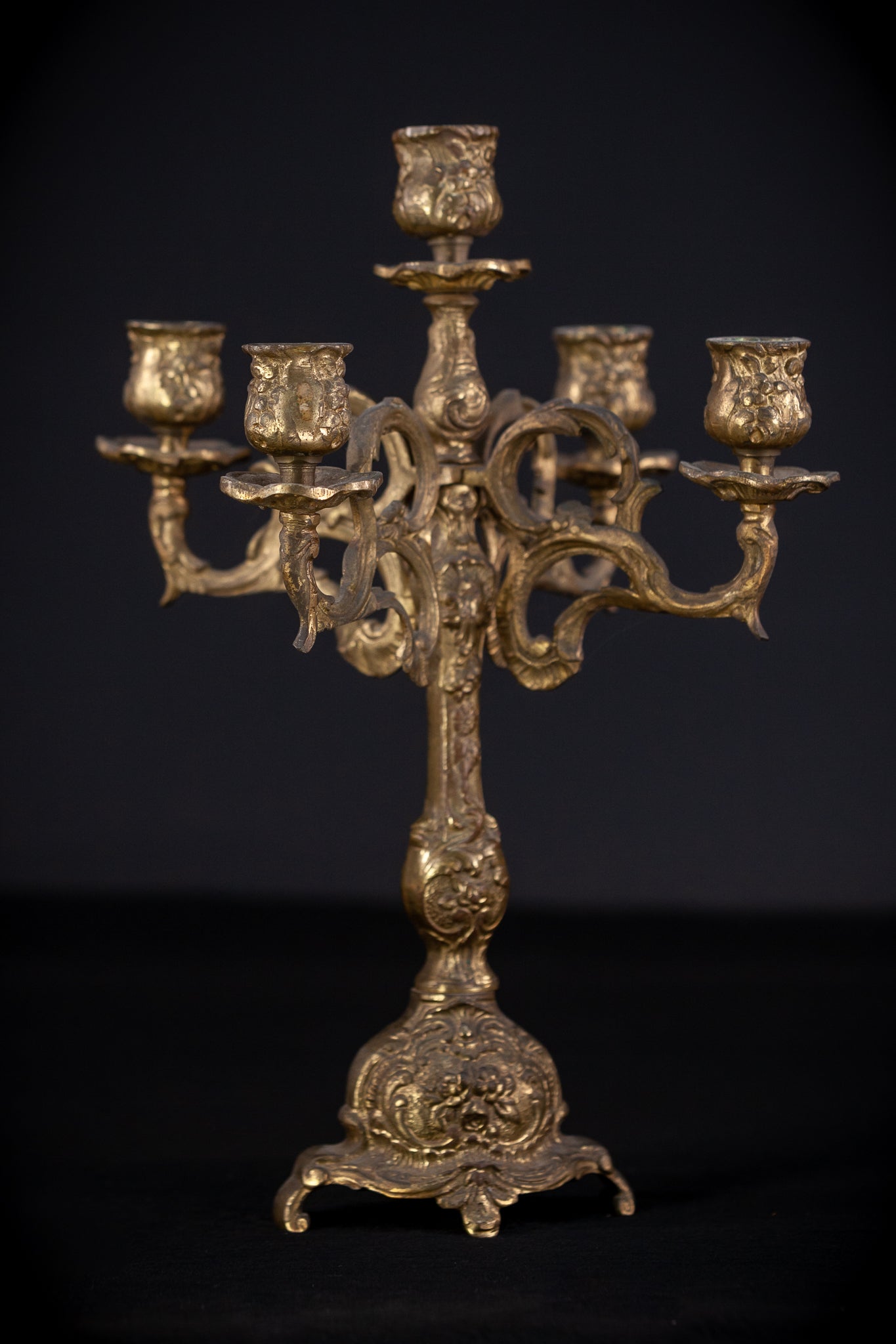 Bronze 5 Arms Candelabra | mid 1900s Vintage | 14" / 35.5 cm