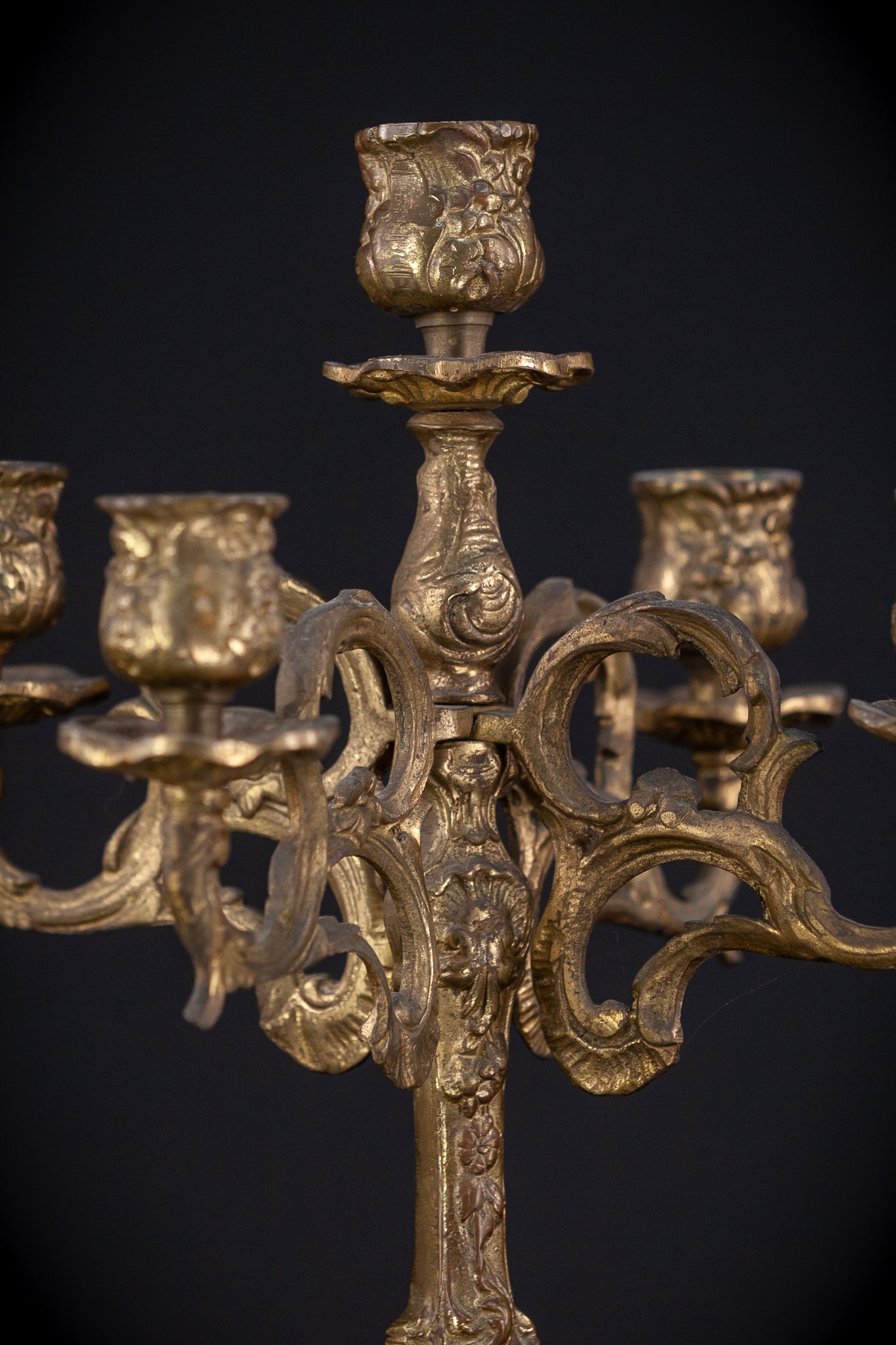 Bronze 5 Arms Candelabra | mid 1900s Vintage | 14" / 35.5 cm