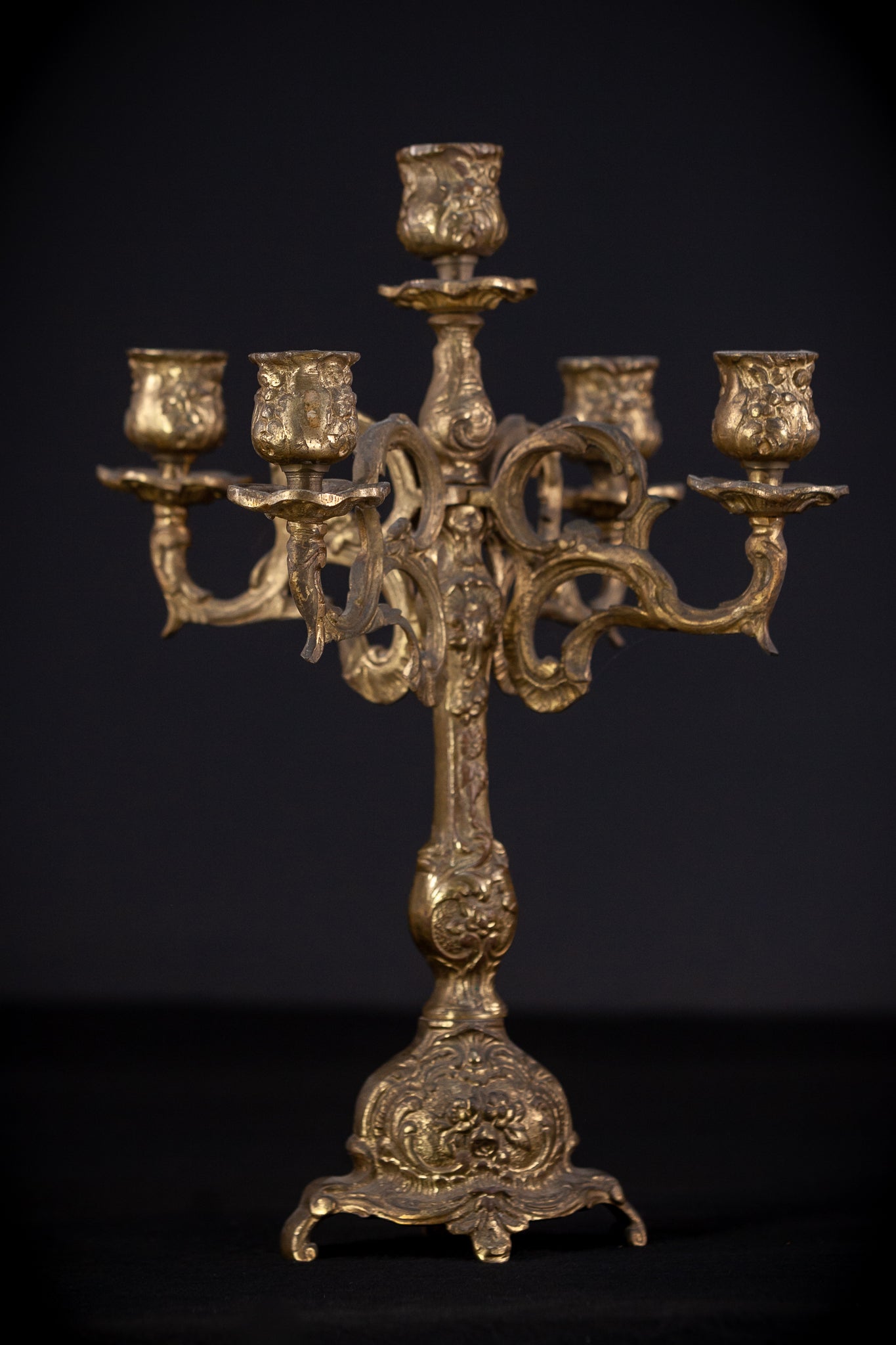 Bronze 5 Arms Candelabra | mid 1900s Vintage | 14" / 35.5 cm
