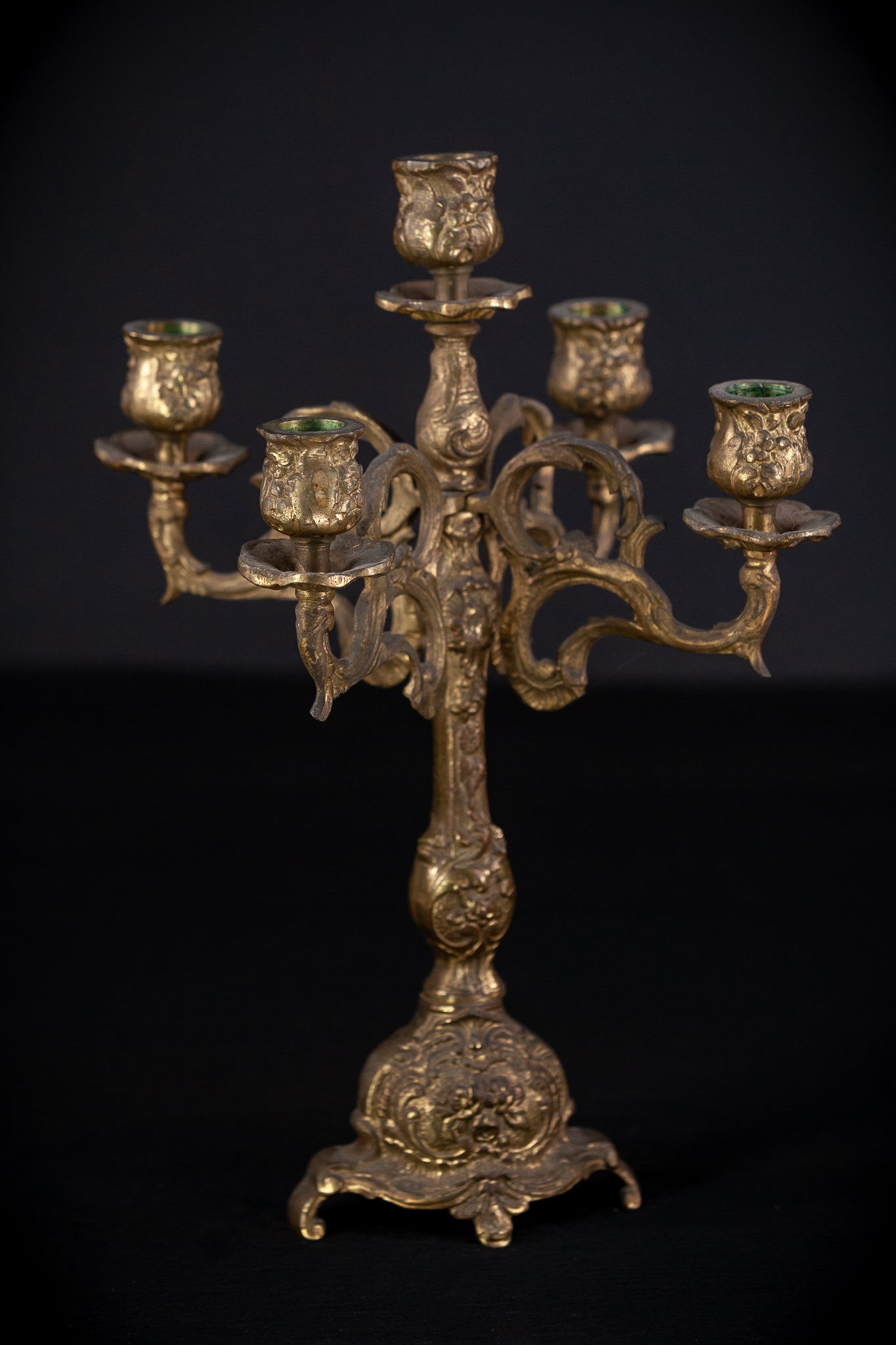 Bronze 5 Arms Candelabra | mid 1900s Vintage | 14" / 35.5 cm