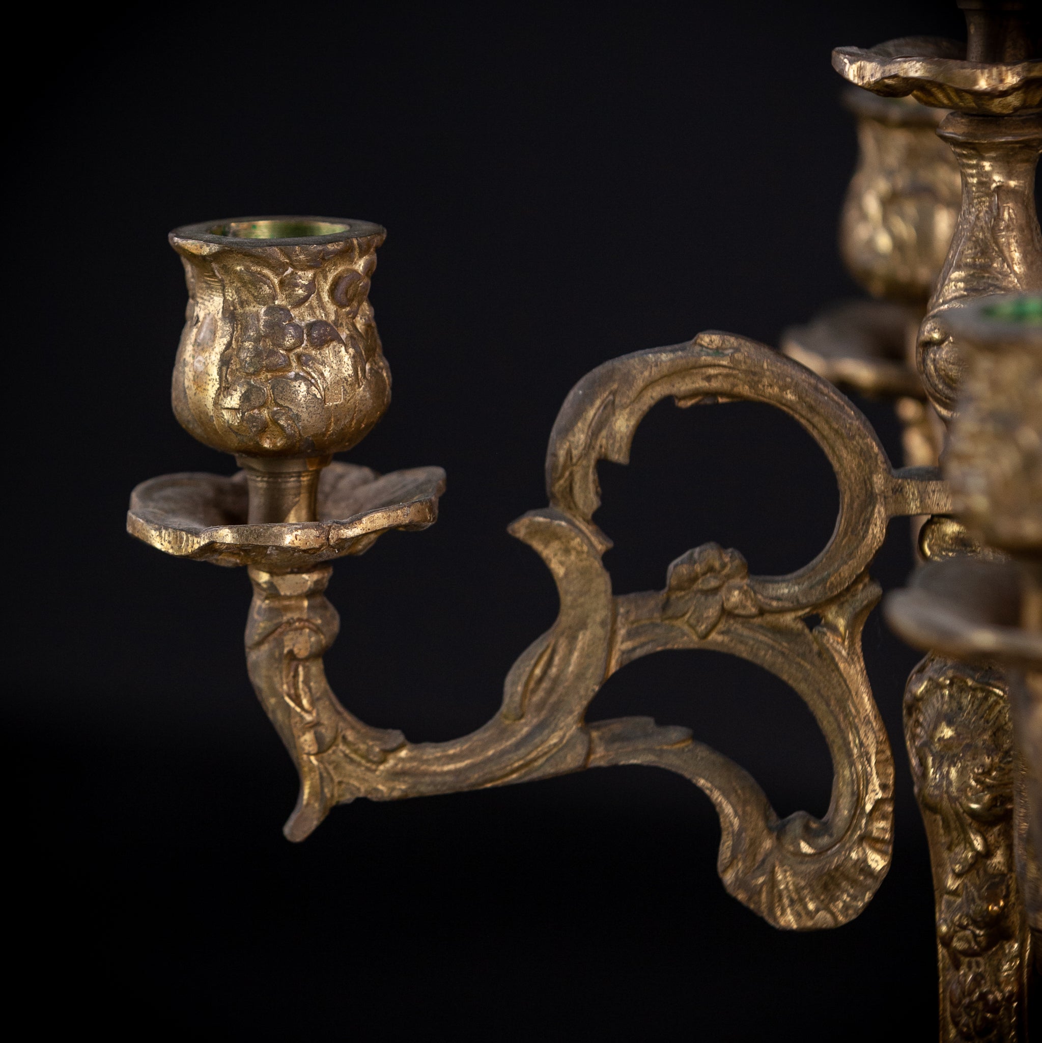 Bronze 5 Arms Candelabra | mid 1900s Vintage | 14" / 35.5 cm