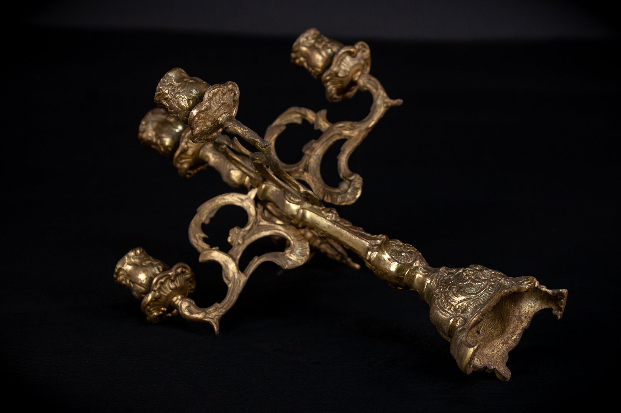 Bronze 5 Arms Candelabra | mid 1900s Vintage | 14" / 35.5 cm
