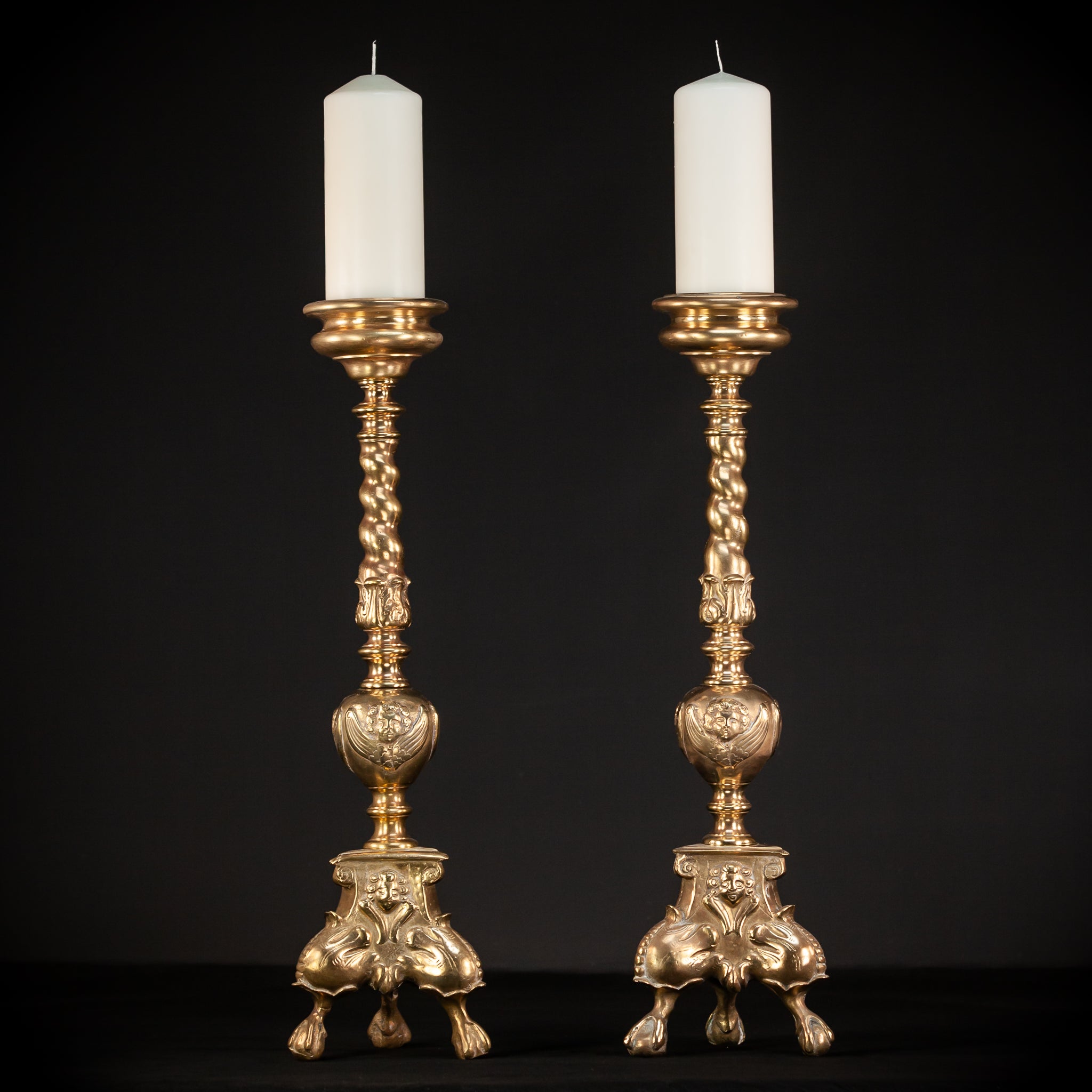 Pair Baroque Candlesticks 1800s | 26.2"
