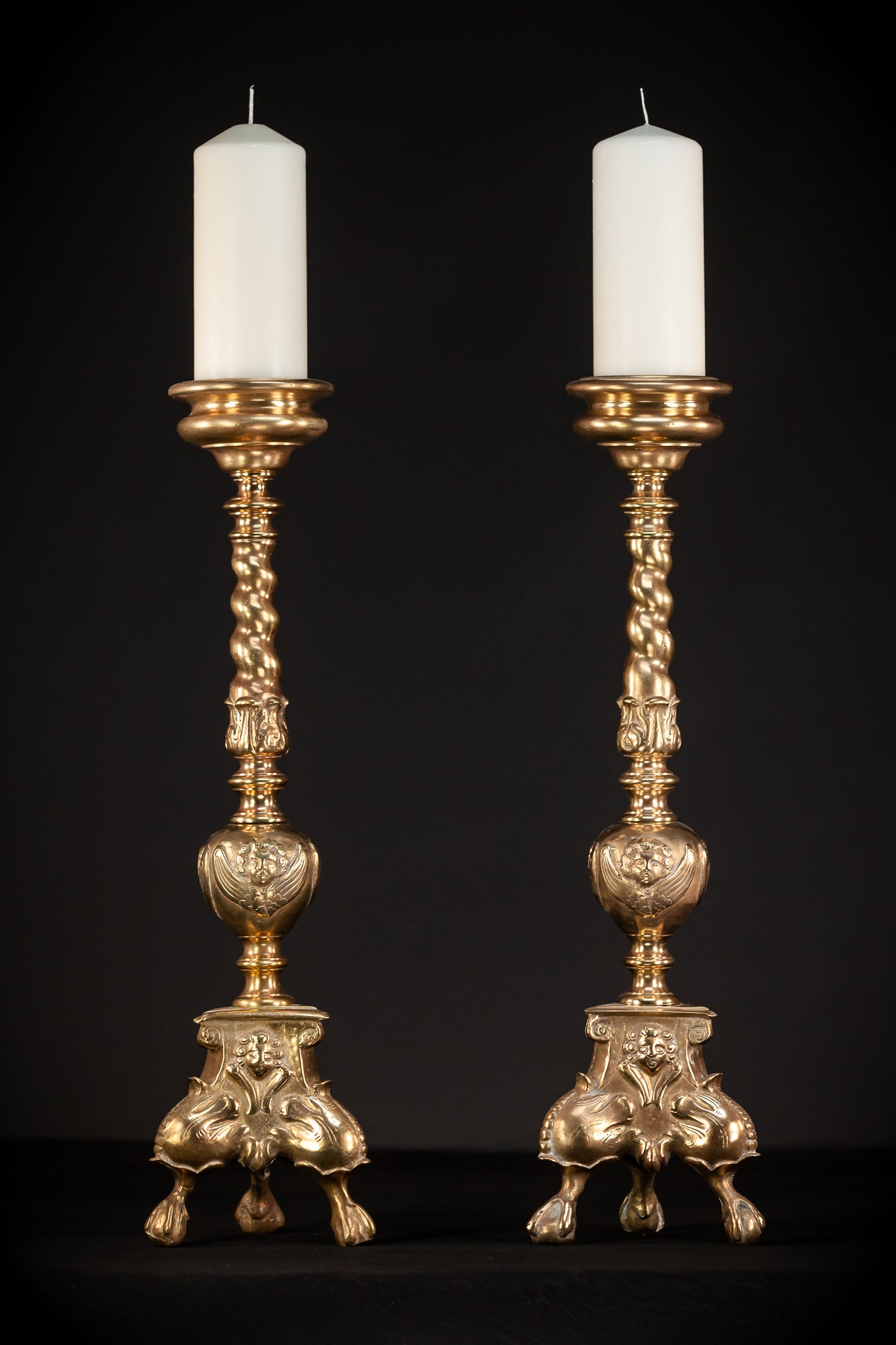 Pair Baroque Candlesticks 1800s | 26.2"
