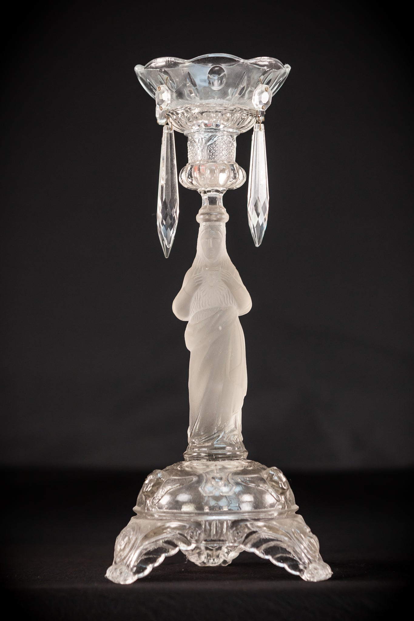 Candlesticks Pair | French Antique Glass | 13"
