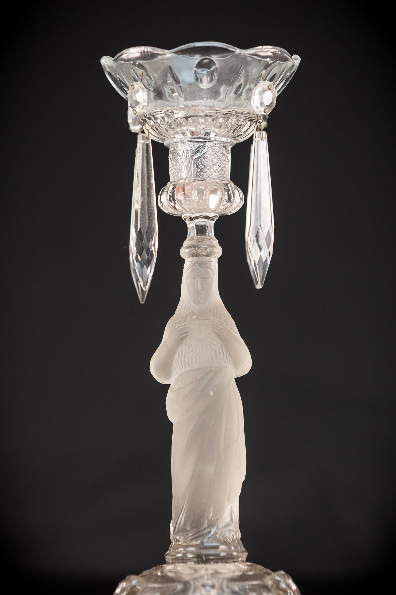 Candlesticks Pair | French Antique Glass | 13"