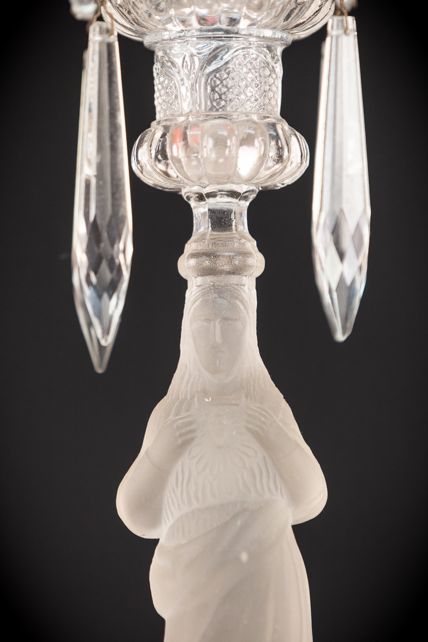 Candlesticks Pair | French Antique Glass | 13"