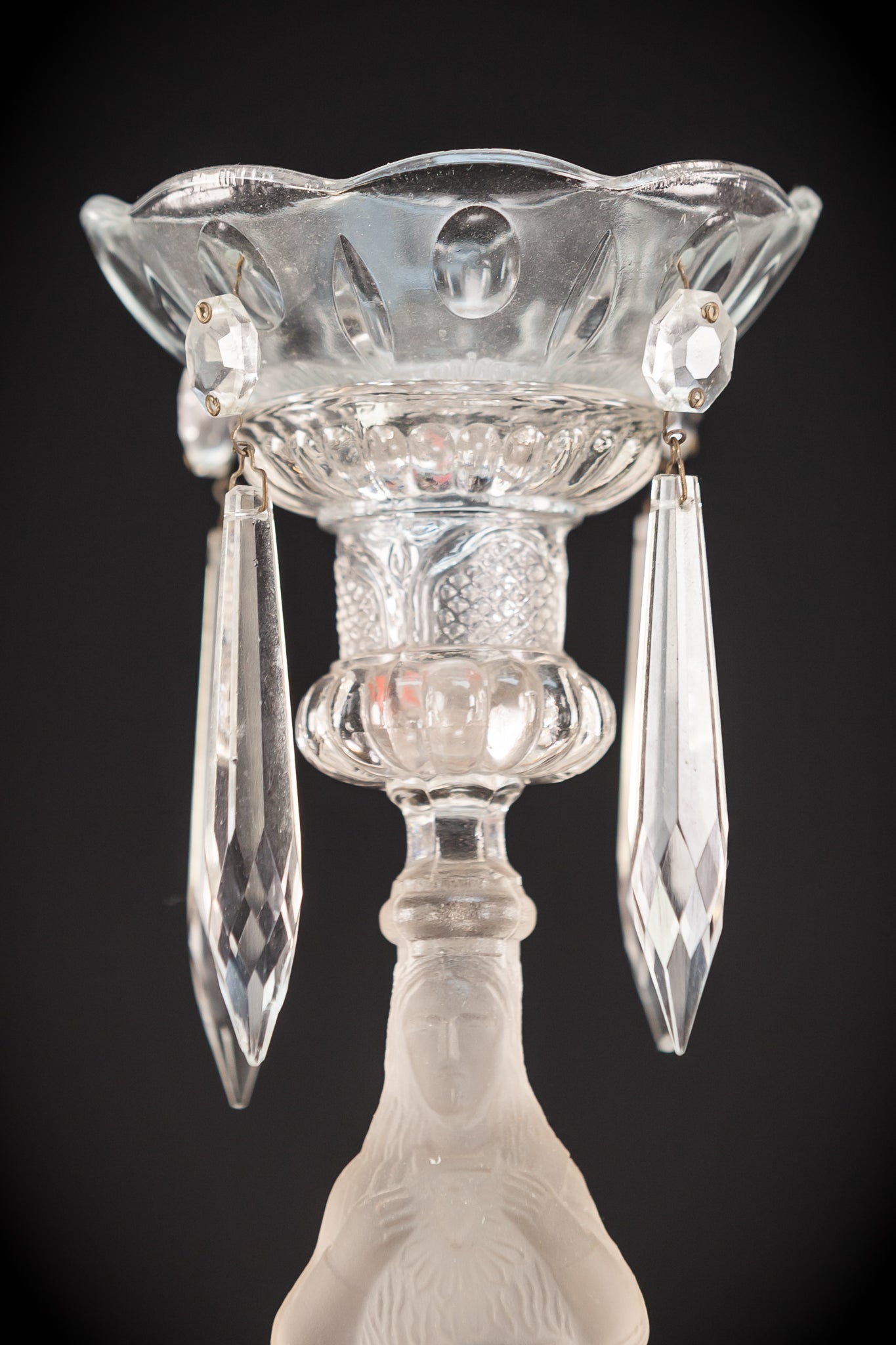Candlesticks Pair | French Antique Glass | 13"