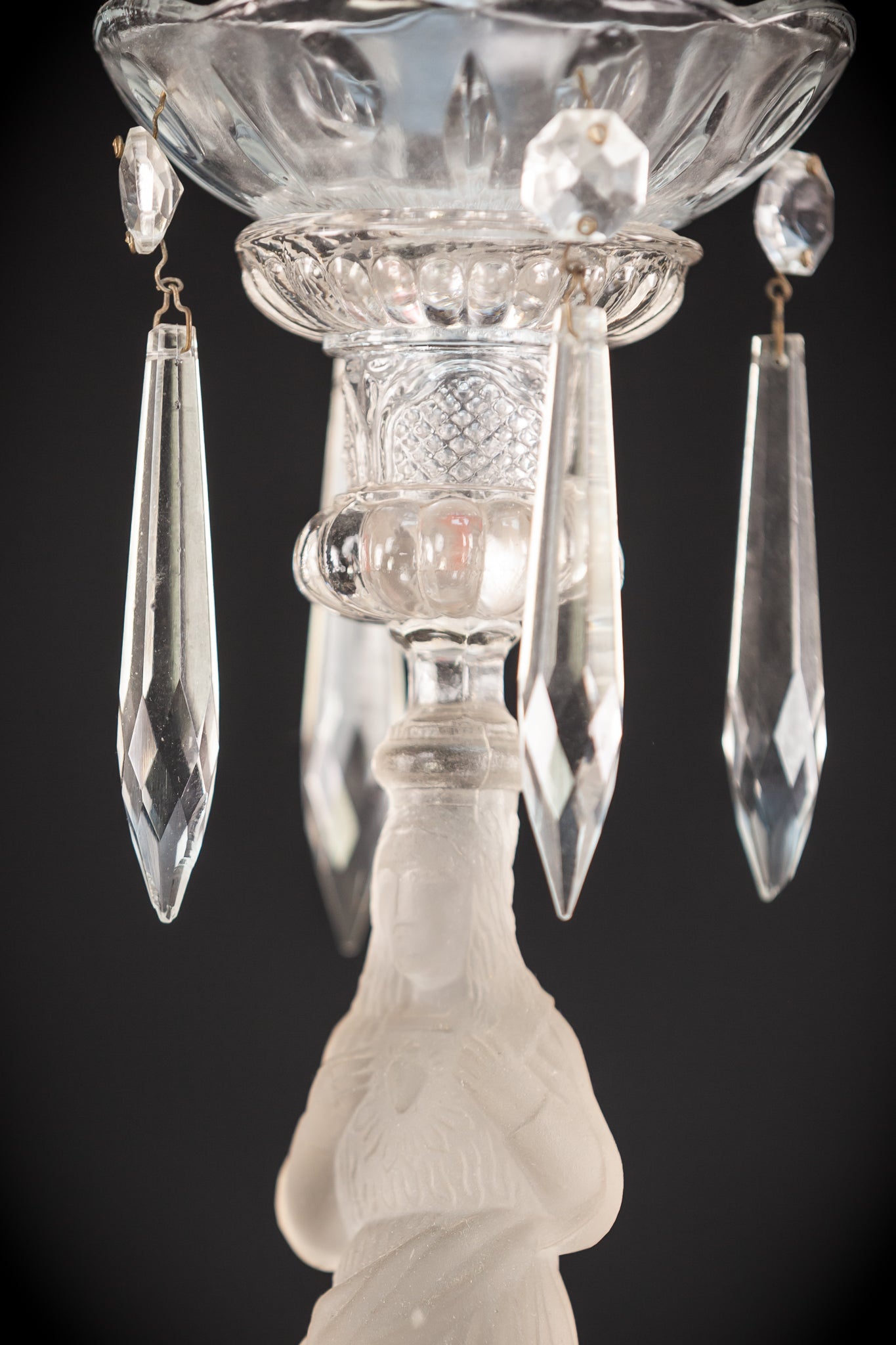 Candlesticks Pair | French Antique Glass | 13"