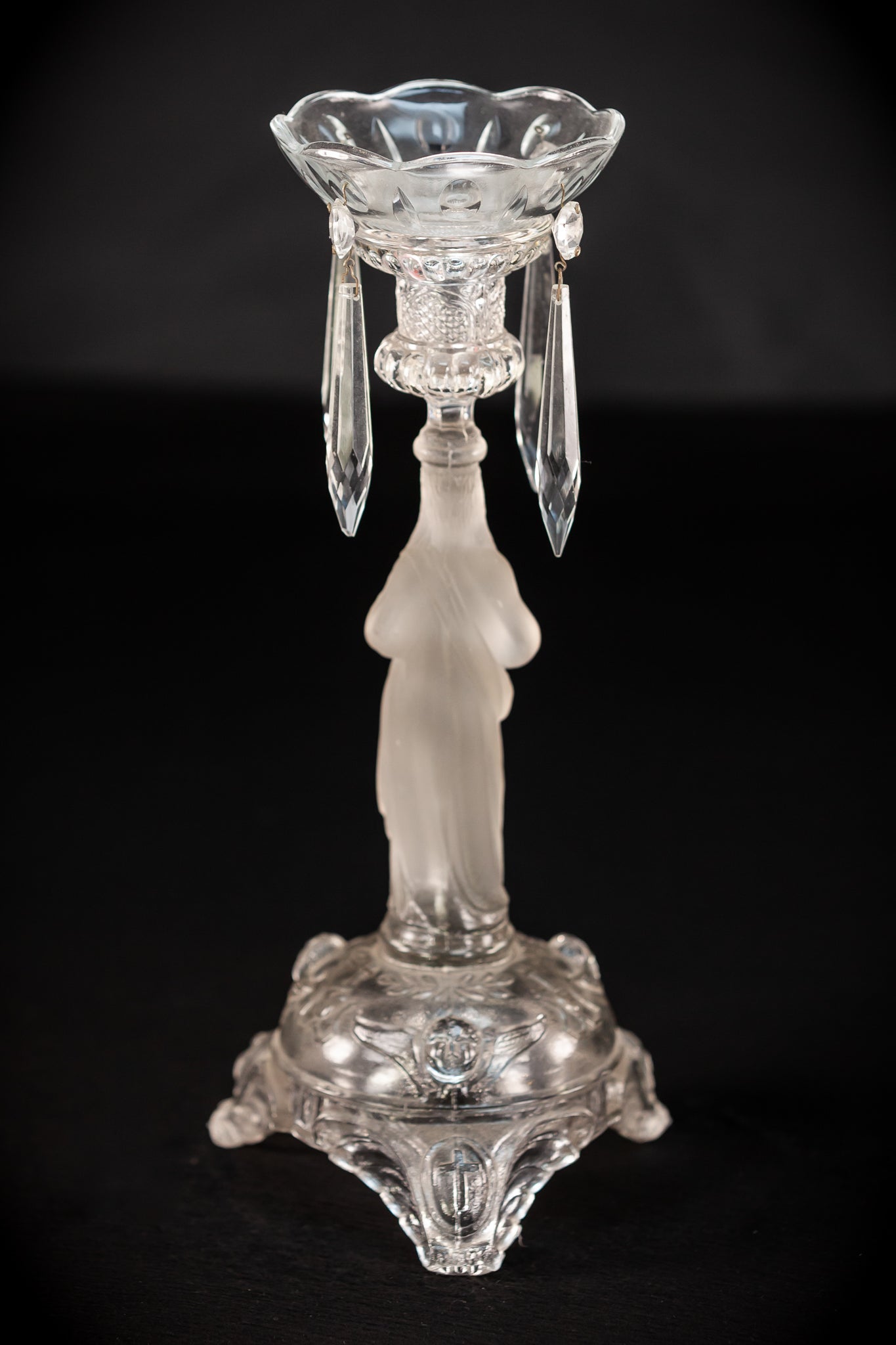 Candlesticks Pair | French Antique Glass | 13"