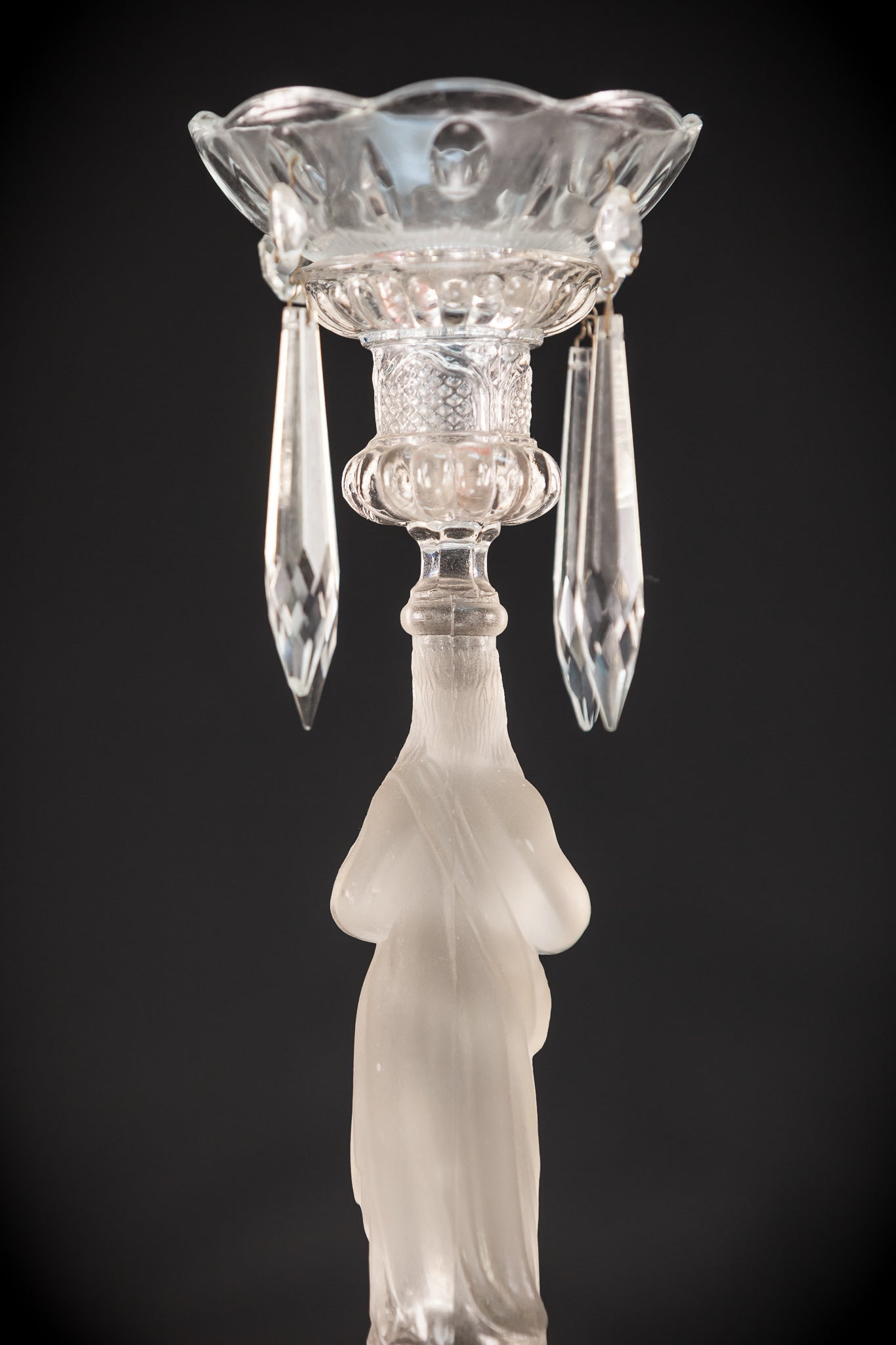 Candlesticks Pair | French Antique Glass | 13"