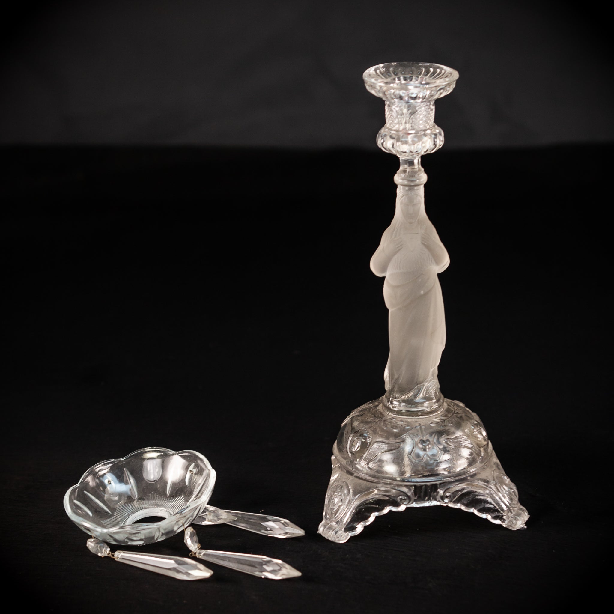 Candlesticks Pair | French Antique Glass | 13"
