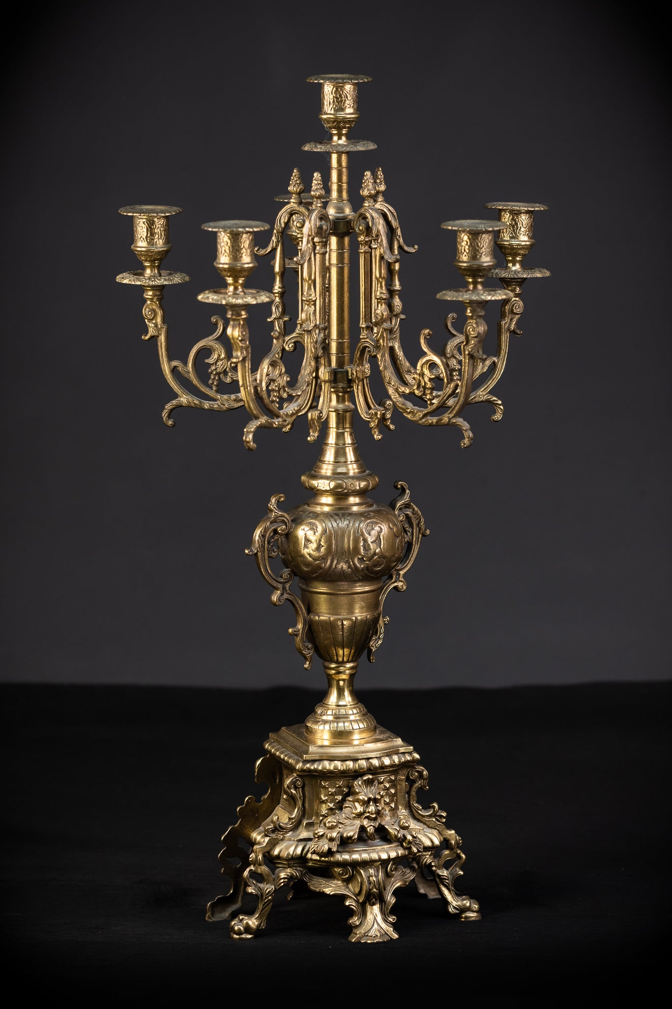 Pair of Baroque Bronze Candelabras | Vintage 24" / 61 cm