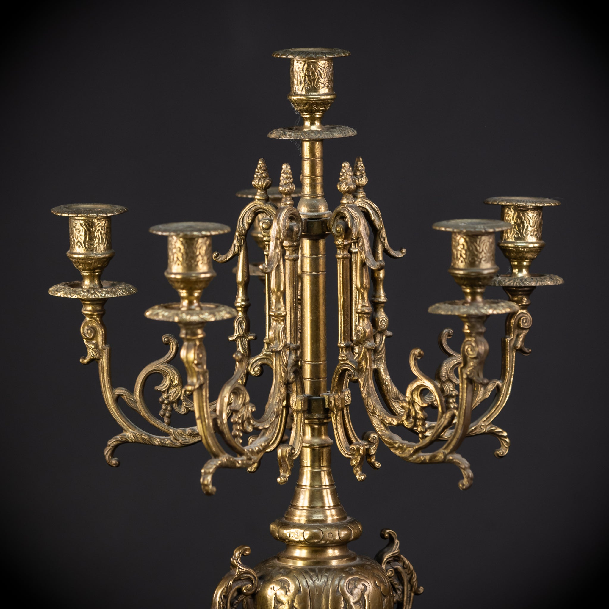 Pair of Baroque Bronze Candelabras | Vintage 24" / 61 cm