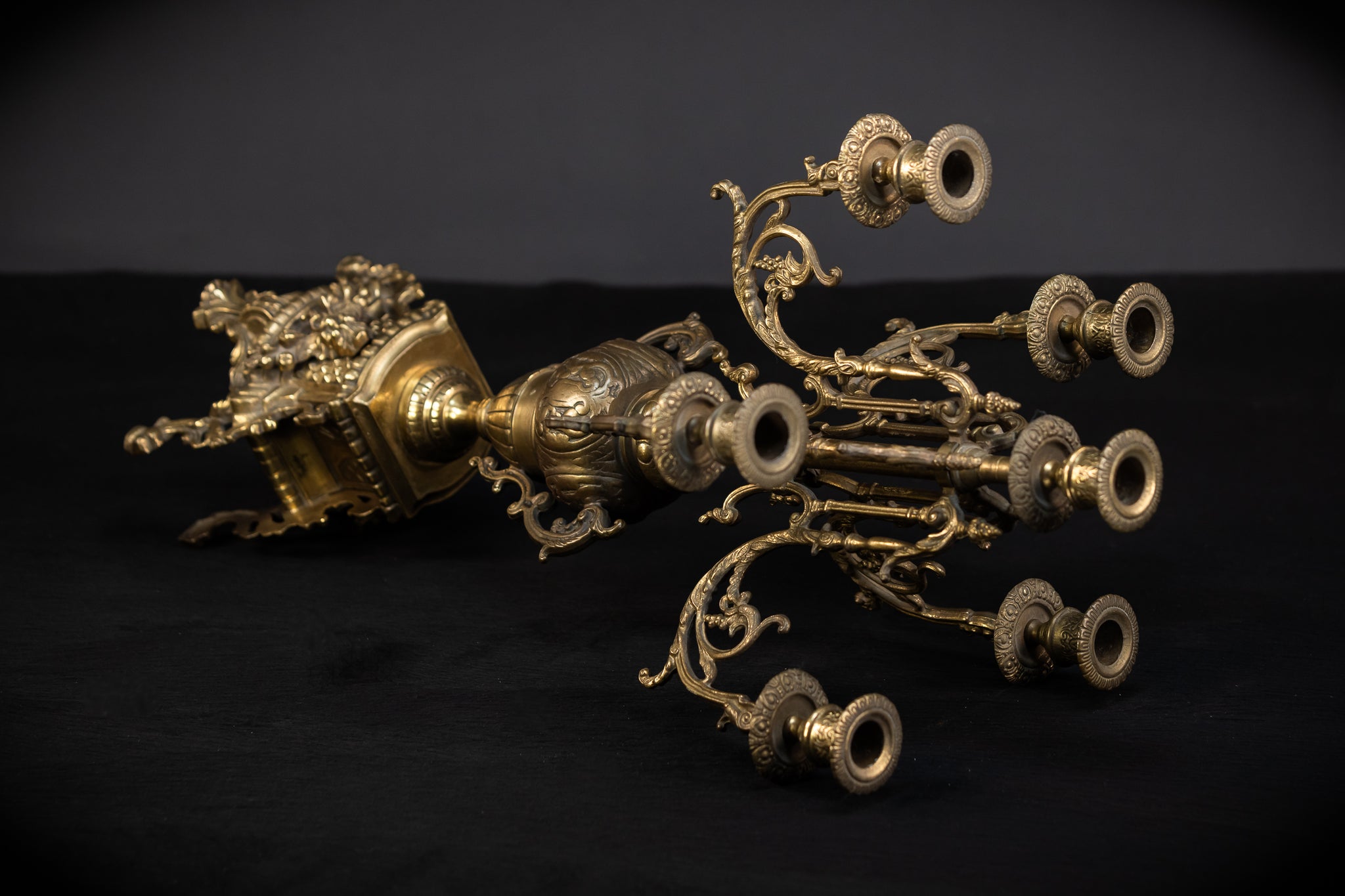 Pair of Baroque Bronze Candelabras | Vintage 24" / 61 cm