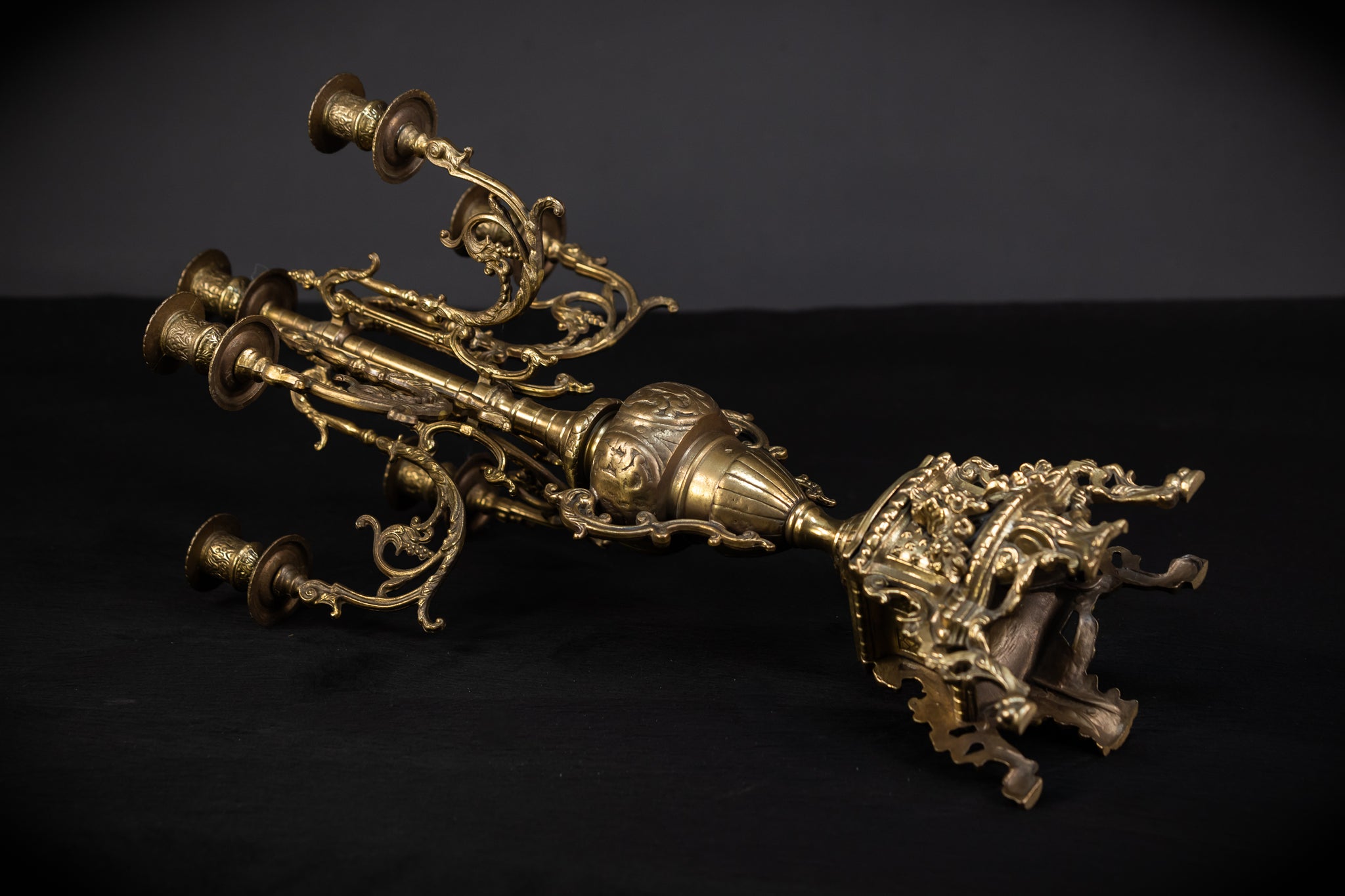 Pair of Baroque Bronze Candelabras | Vintage 24" / 61 cm
