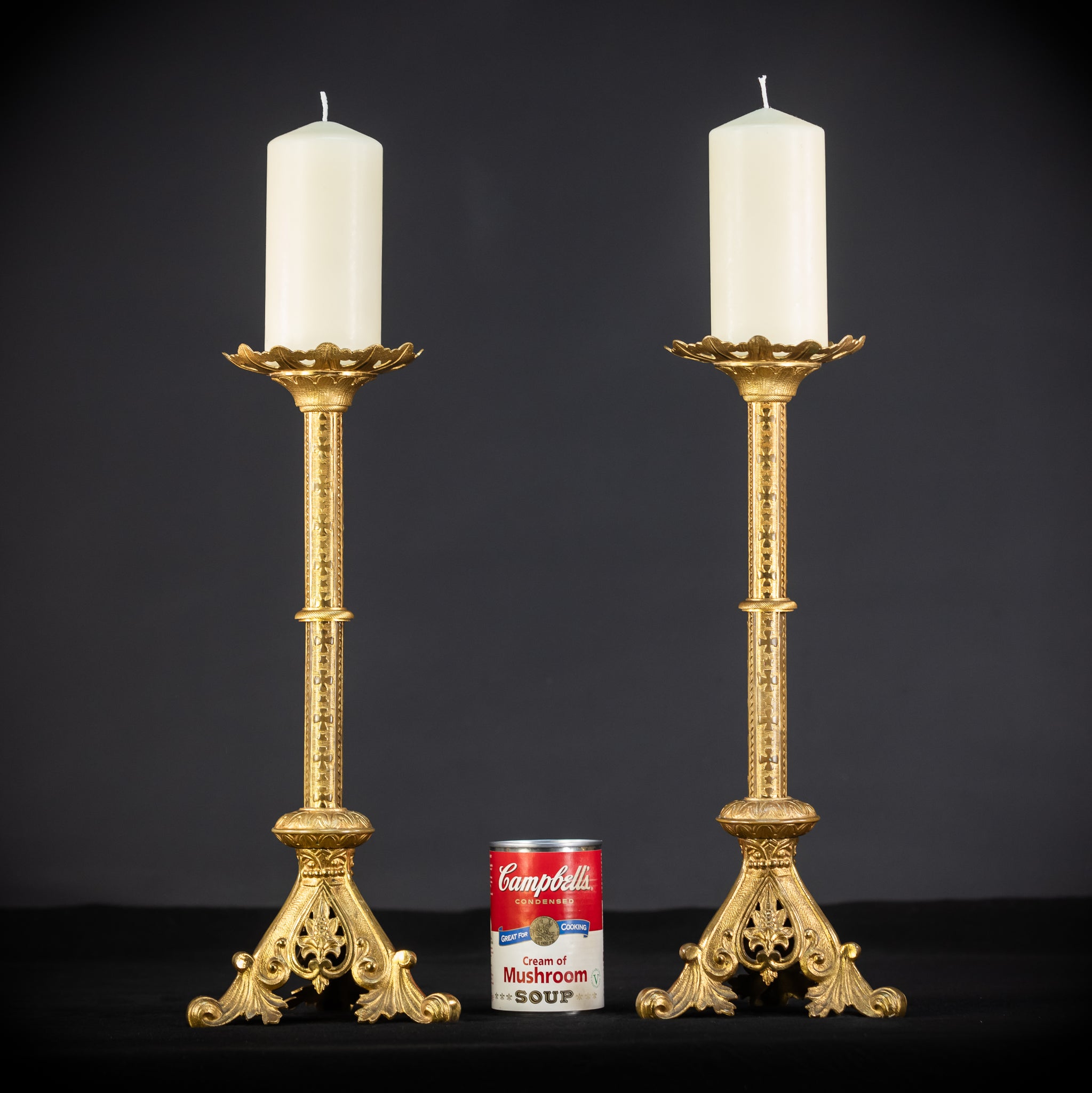 Pair of Gothic Bronze Candlesticks | 1800s Antique