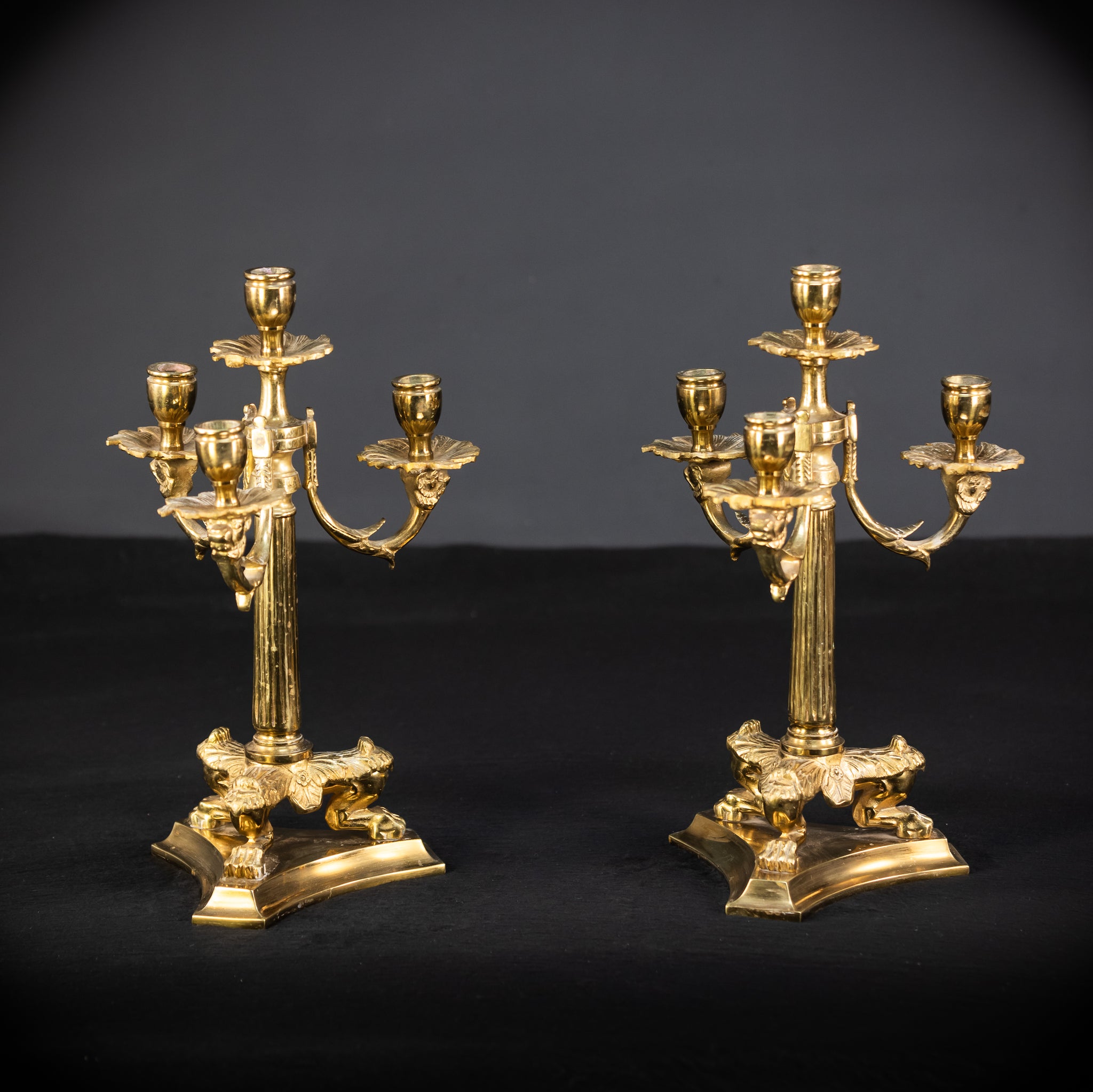 Pair of Antique Candelabras | 13.4" / 34 cm