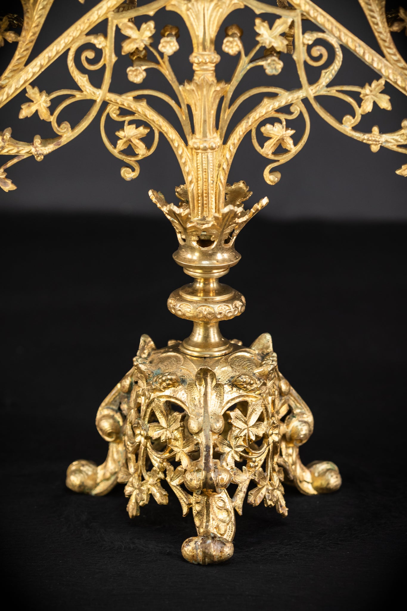Pair of Baroque Gilded Bronze Candelabras | 1800s Antique | 22" / 56 cm
