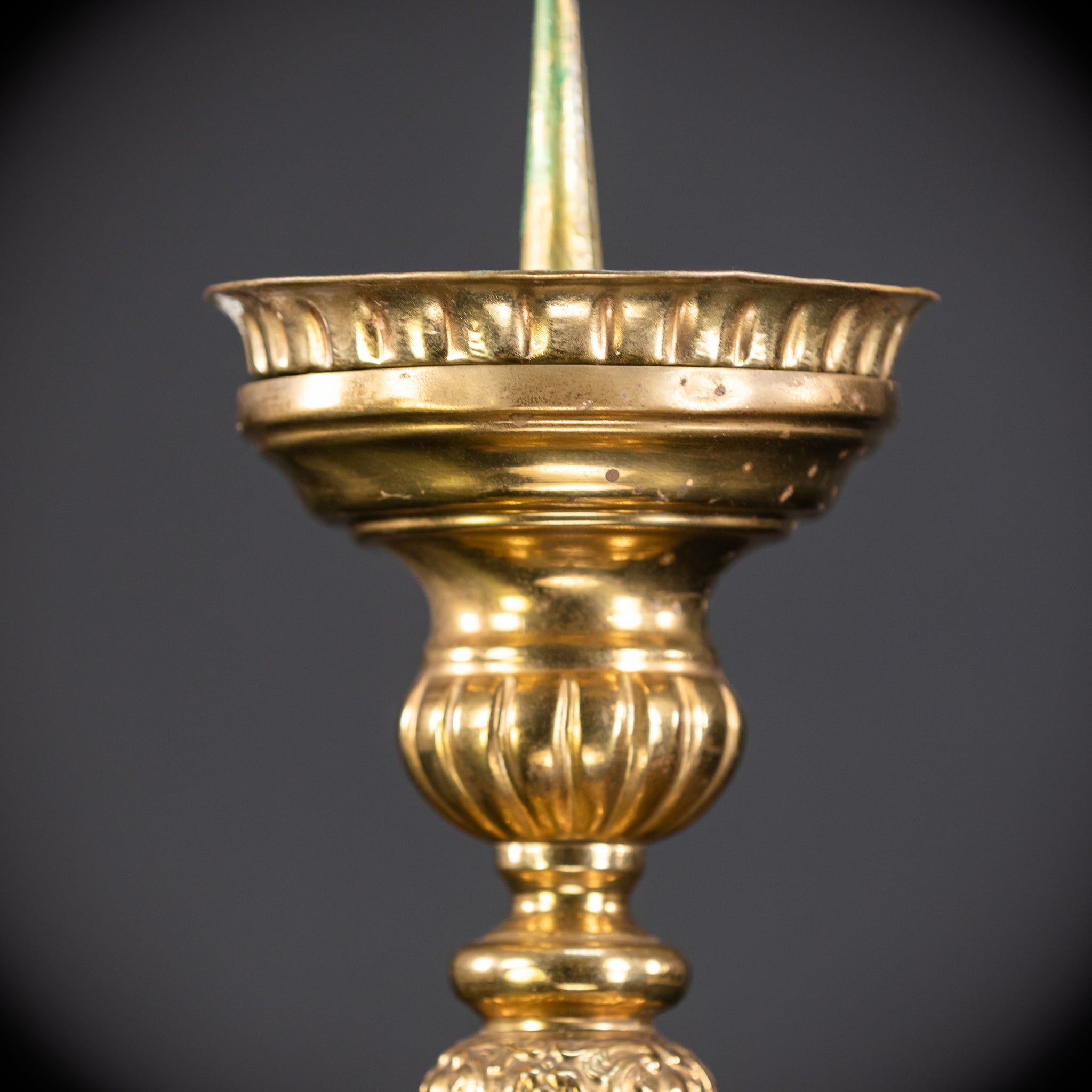 Pair of French Brass Candlesticks | 1700s Antique | 14.4"/ 28.5 cm