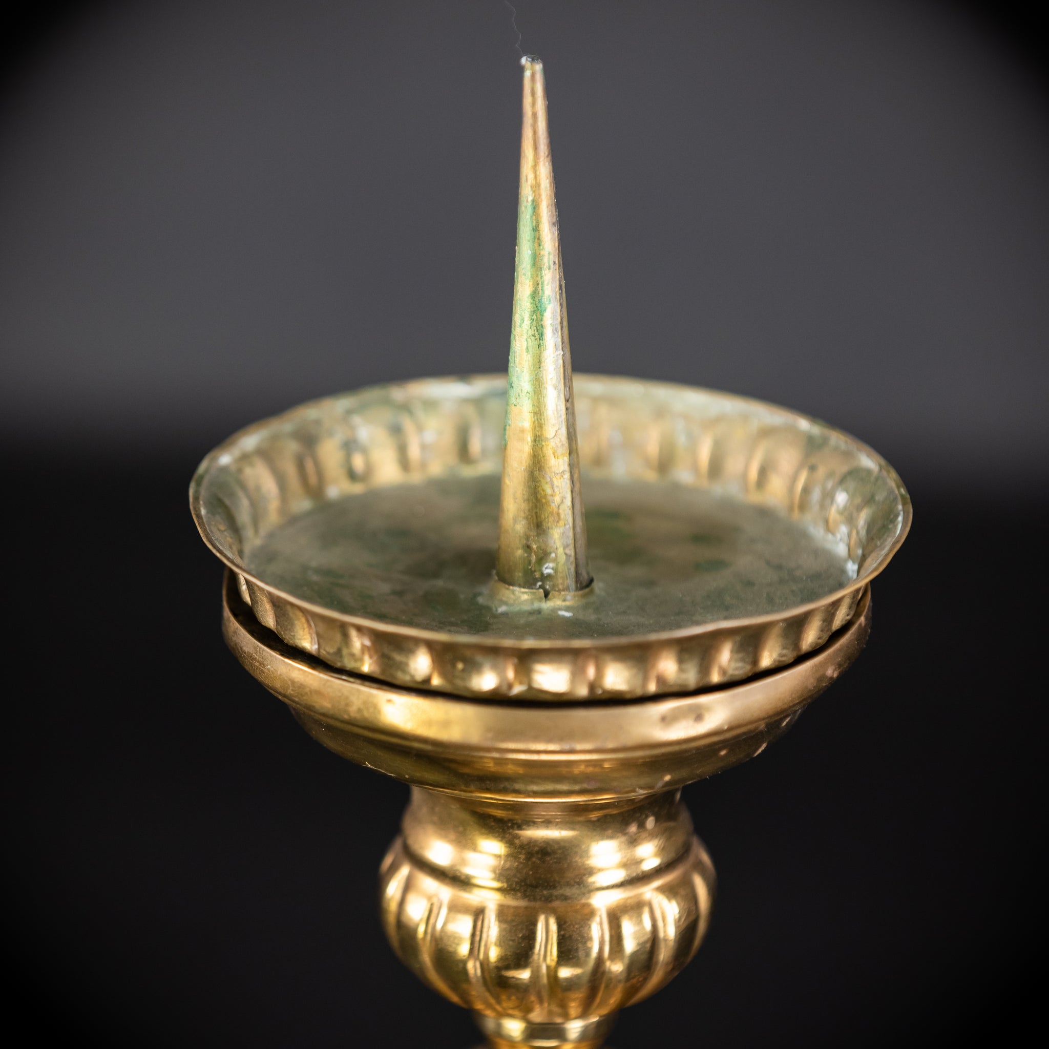 Pair of French Brass Candlesticks | 1700s Antique | 14.4"/ 28.5 cm