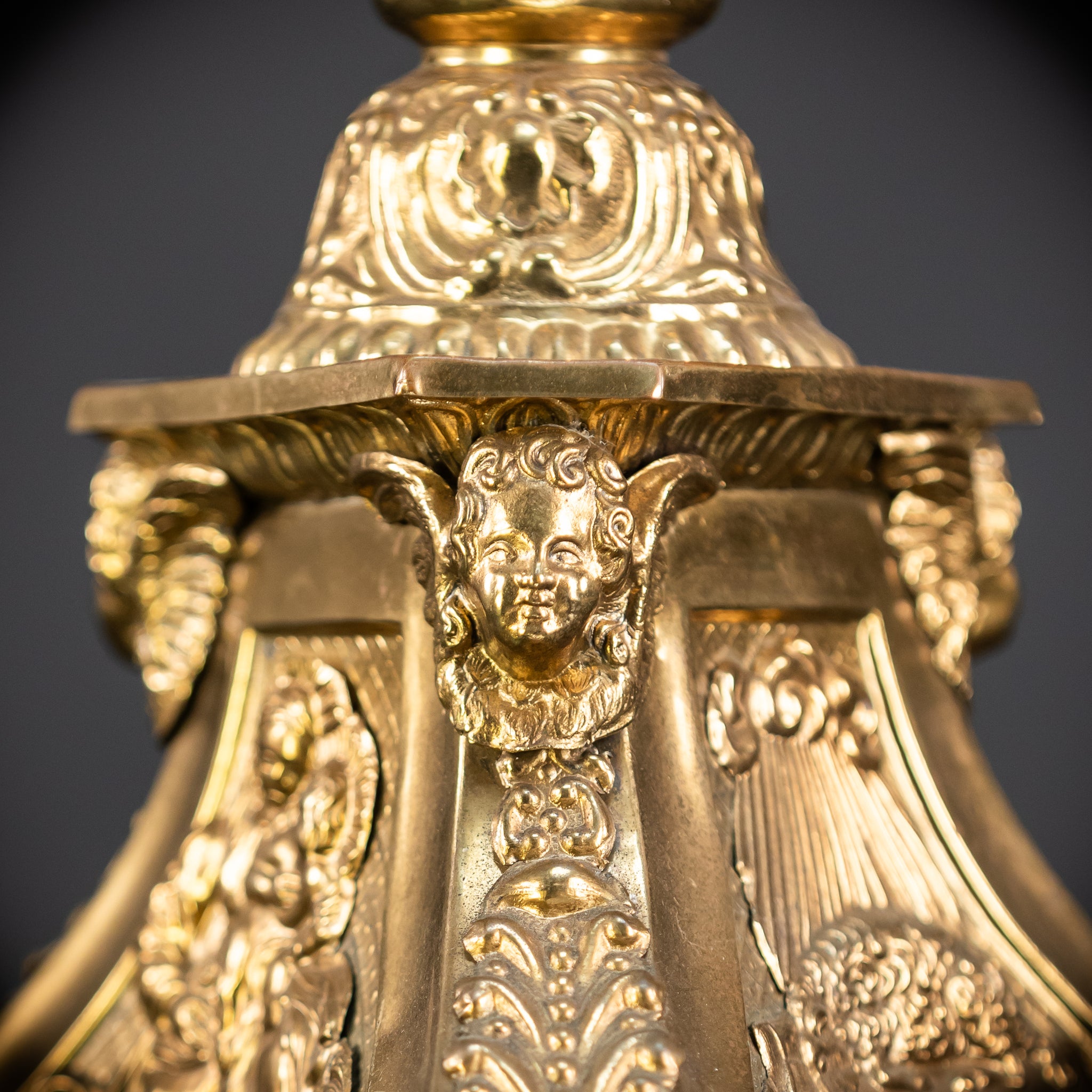 Pair of French Brass Candlesticks | 1700s Antique | 14.4"/ 28.5 cm
