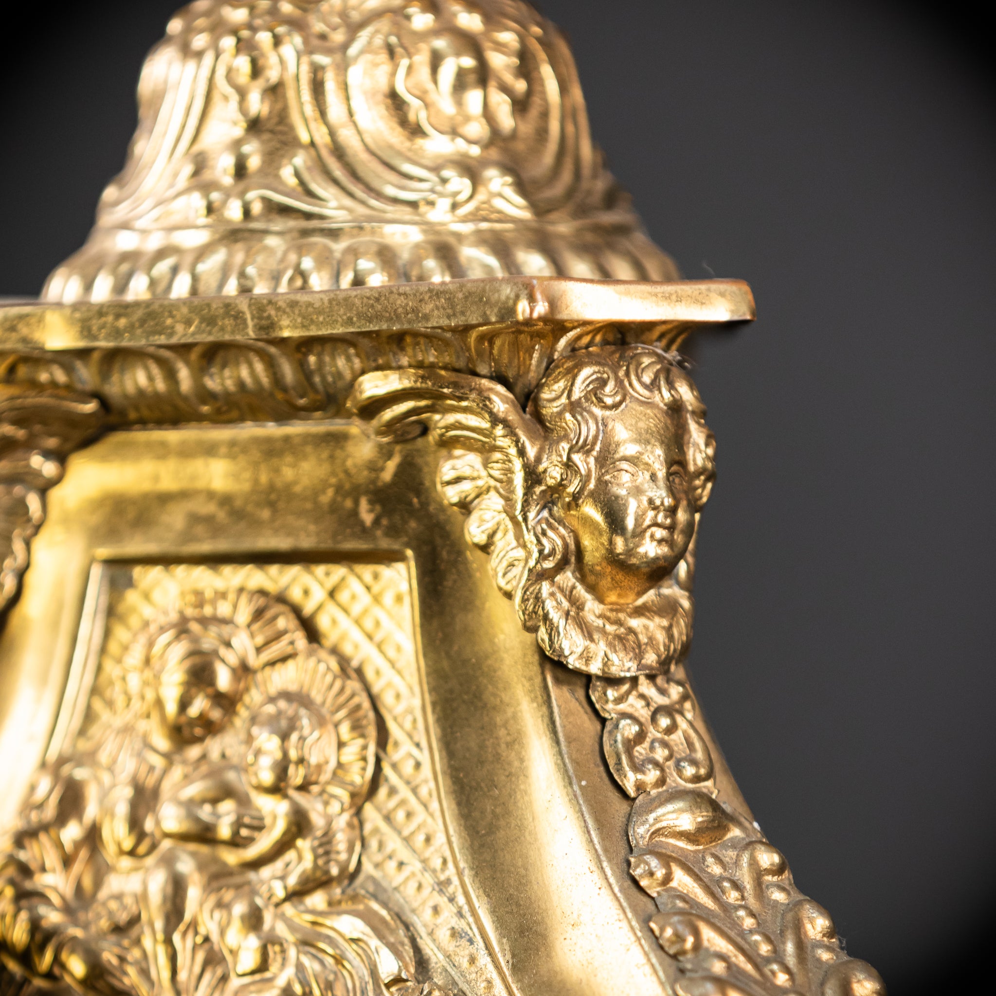 Pair of French Brass Candlesticks | 1700s Antique | 14.4"/ 28.5 cm