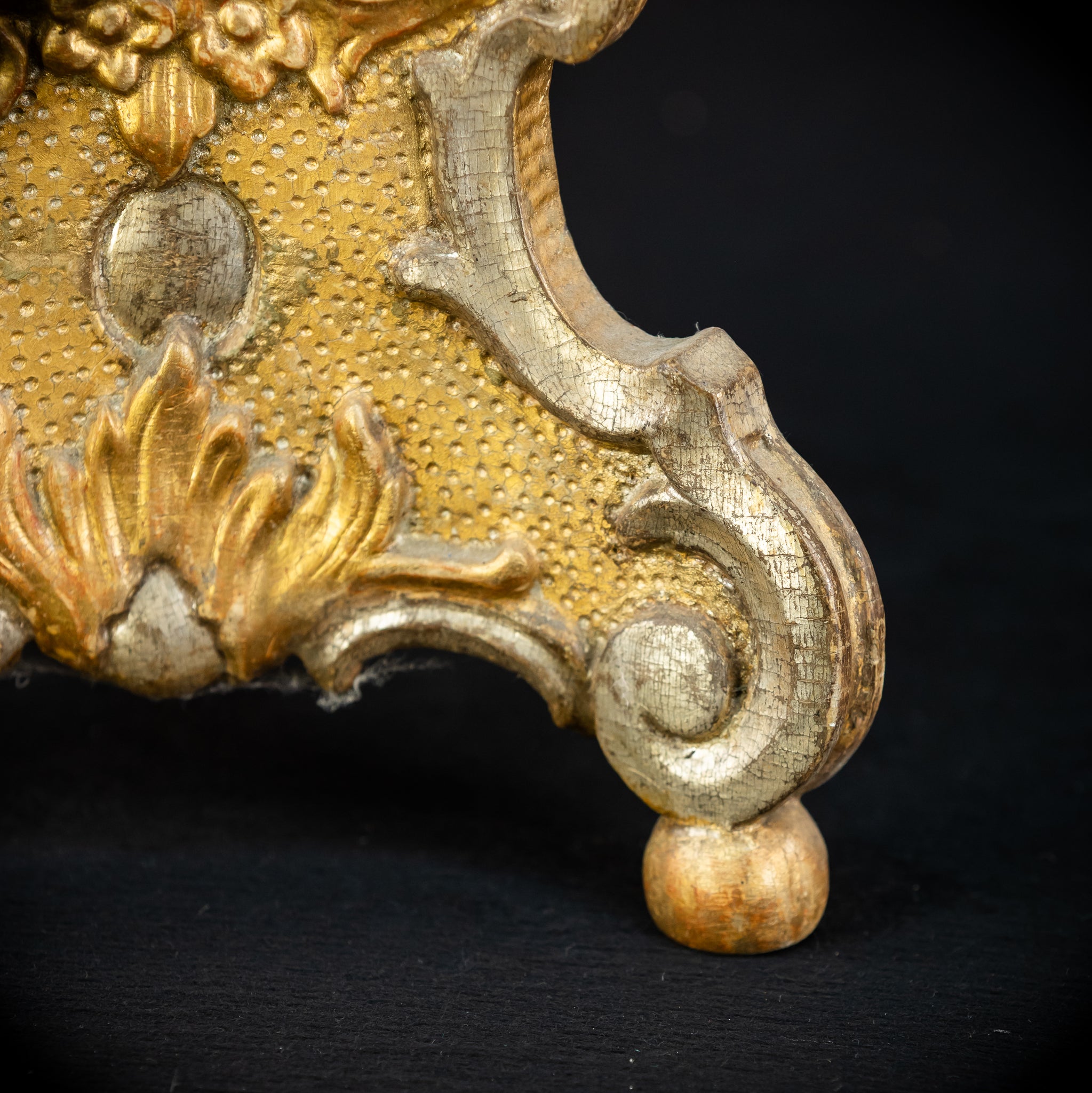 Pair of French Baroque Candlesticks | Gilded Wood 1700s Antique | 32.3" / 72 cm