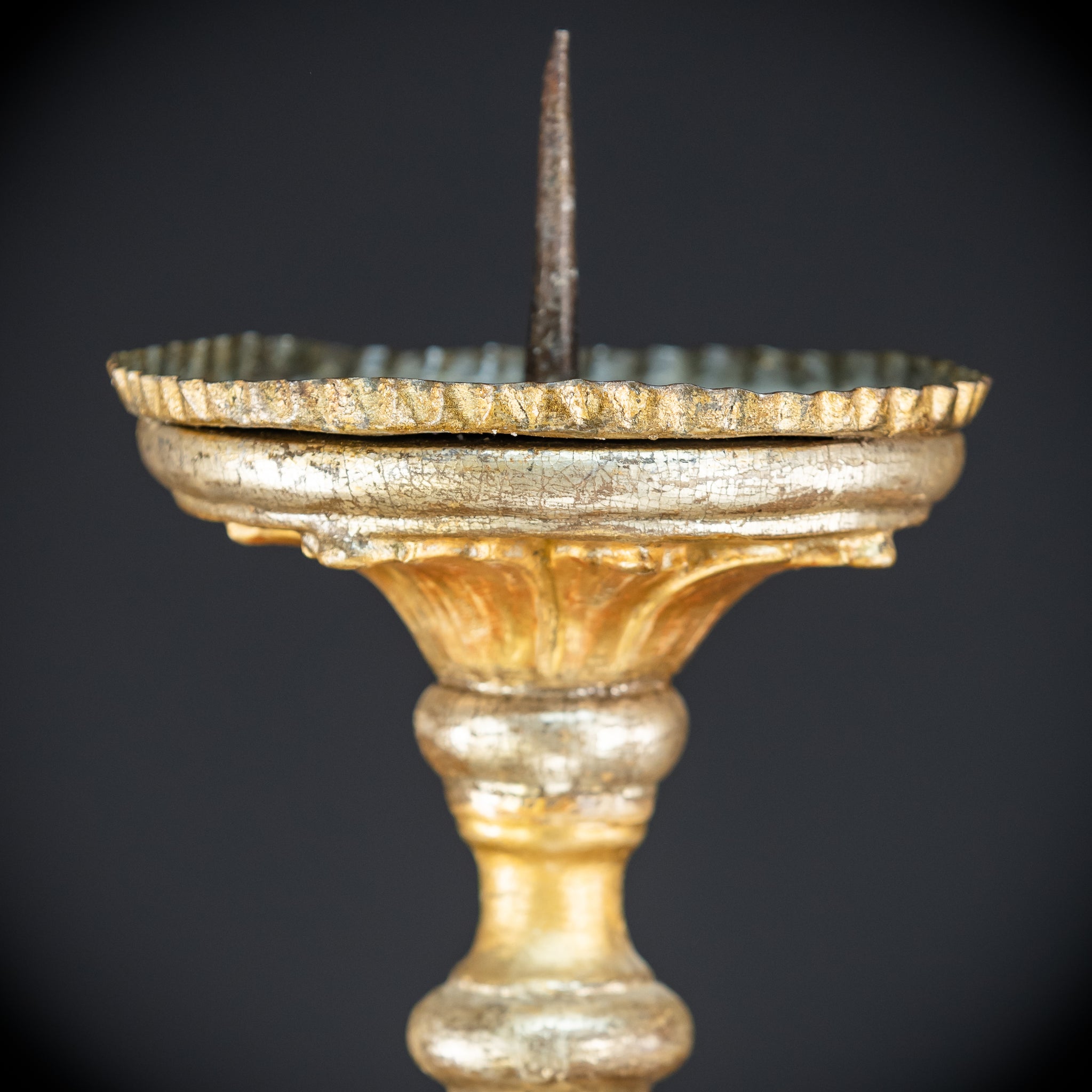 Pair of French Baroque Candlesticks | Gilded Wood 1700s Antique | 32.3" / 72 cm