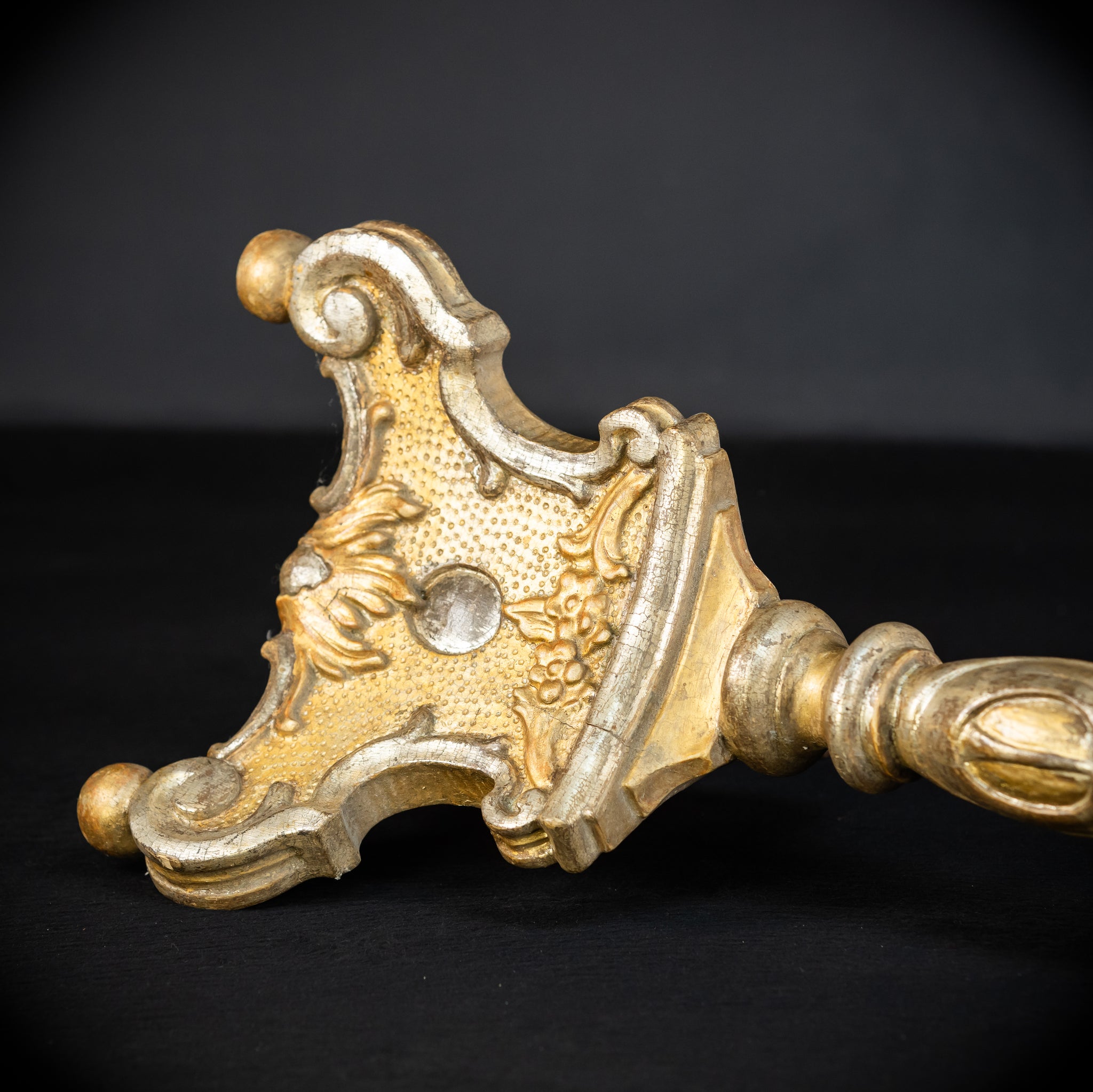 Pair of French Baroque Candlesticks | Gilded Wood 1700s Antique | 32.3" / 72 cm