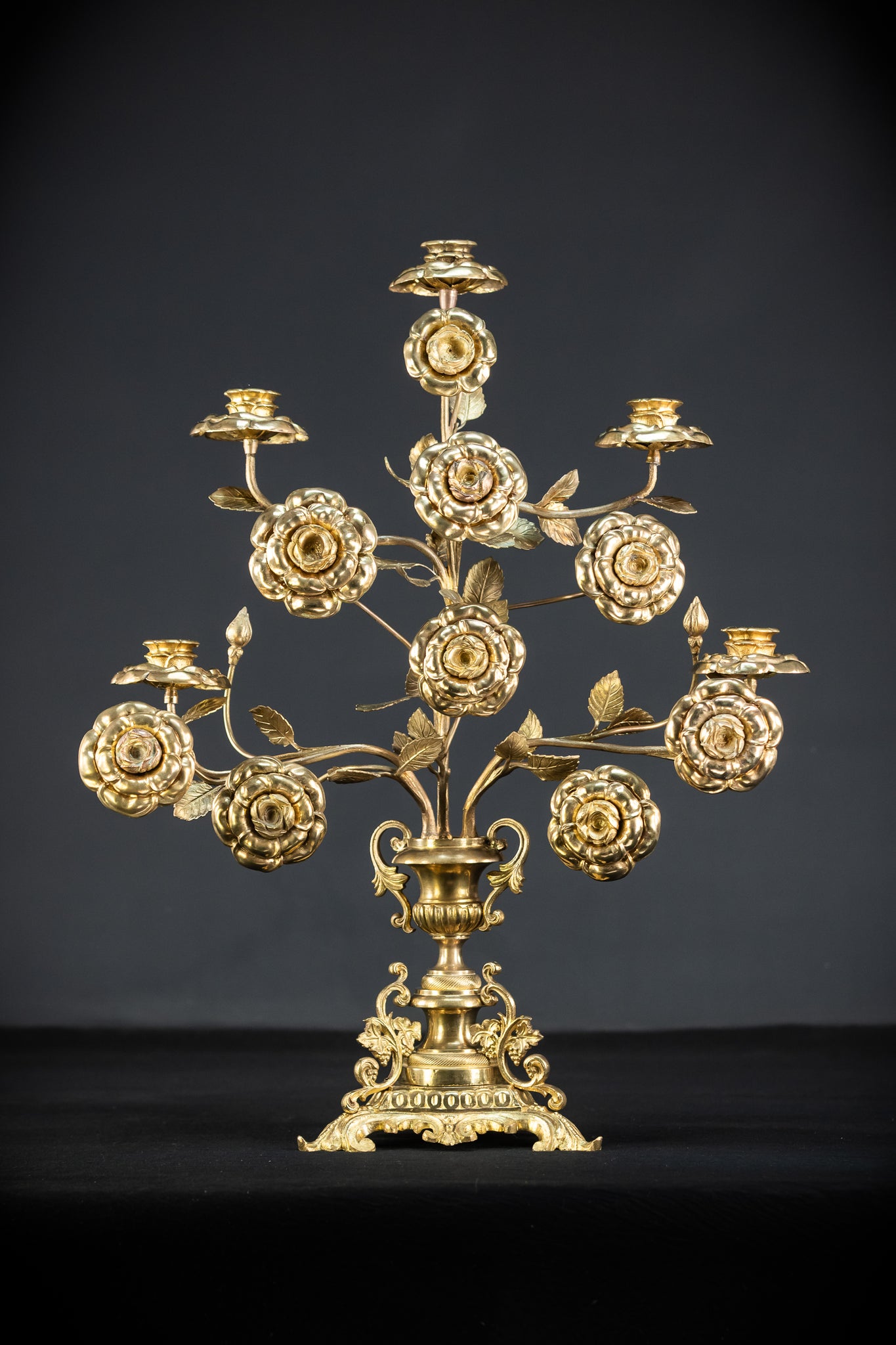 Two Gilded Bronze Baroque Candle Holders | 1800s Antique | 22" / 56 cm