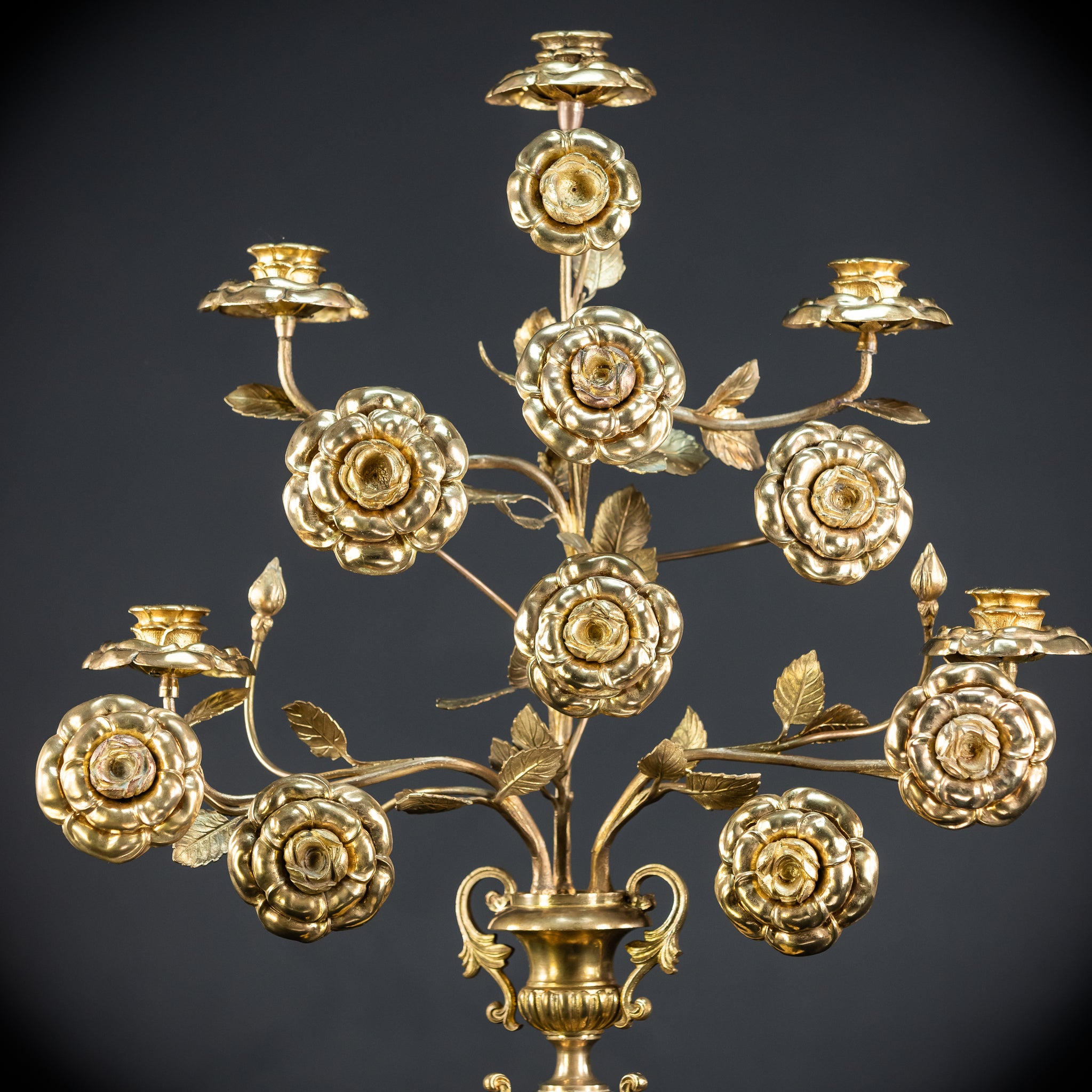 Two Gilded Bronze Baroque Candle Holders | 1800s Antique | 22" / 56 cm